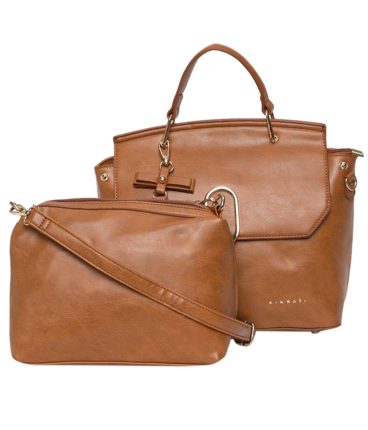kinnoti Brown Leather Satchel Bag