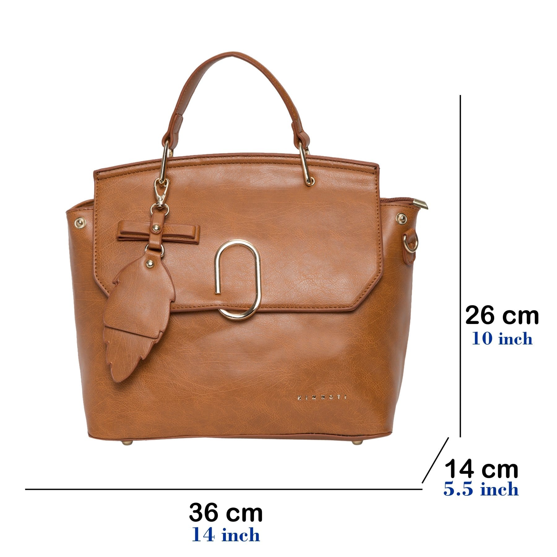 kinnoti Brown Leather Satchel Bag