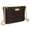 Load image into Gallery viewer, Kinnoti Brown Linear Quilted Suede Leather Sling Bag