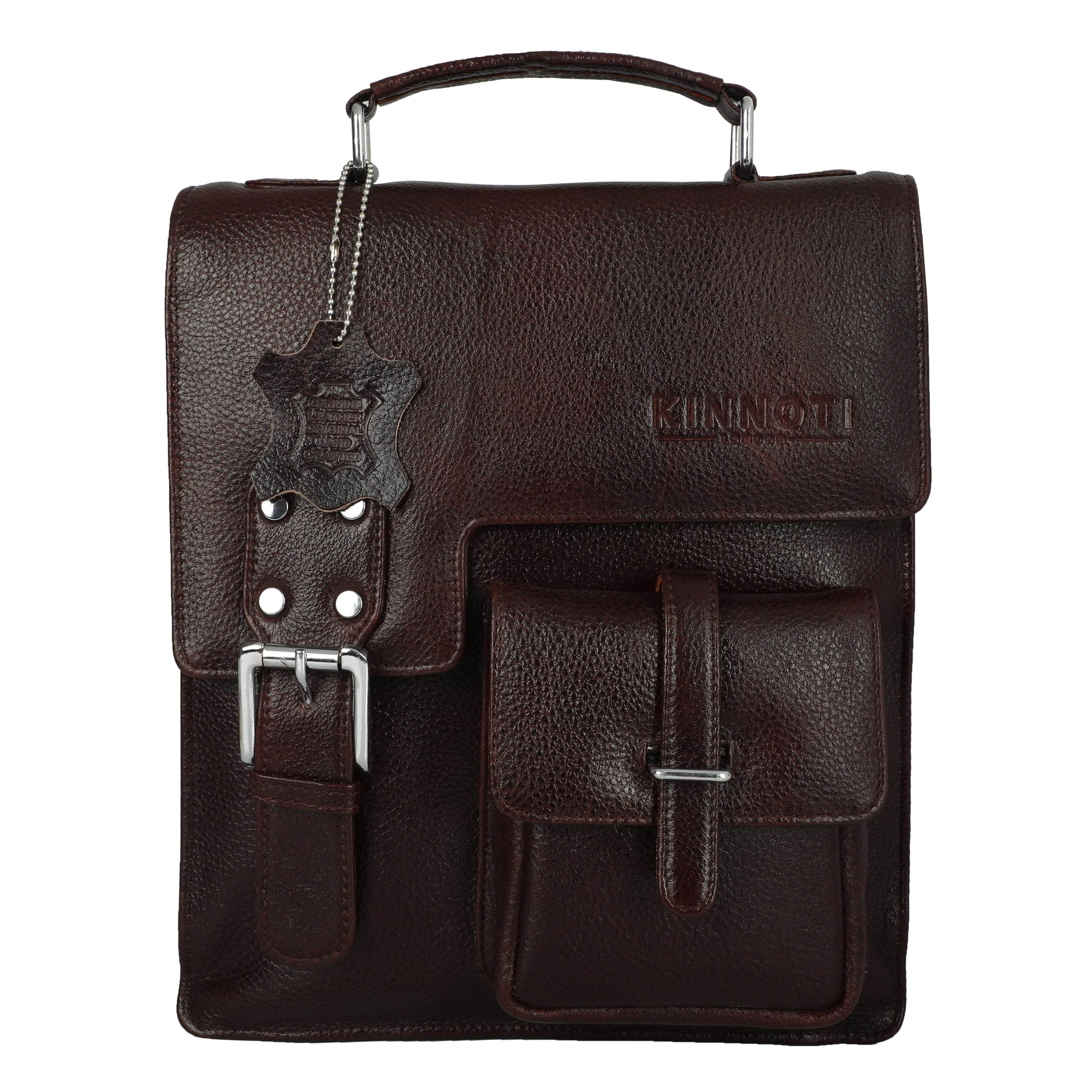 kinnoti Brown Unisex Genuine Leather Messenger & iPad Bag