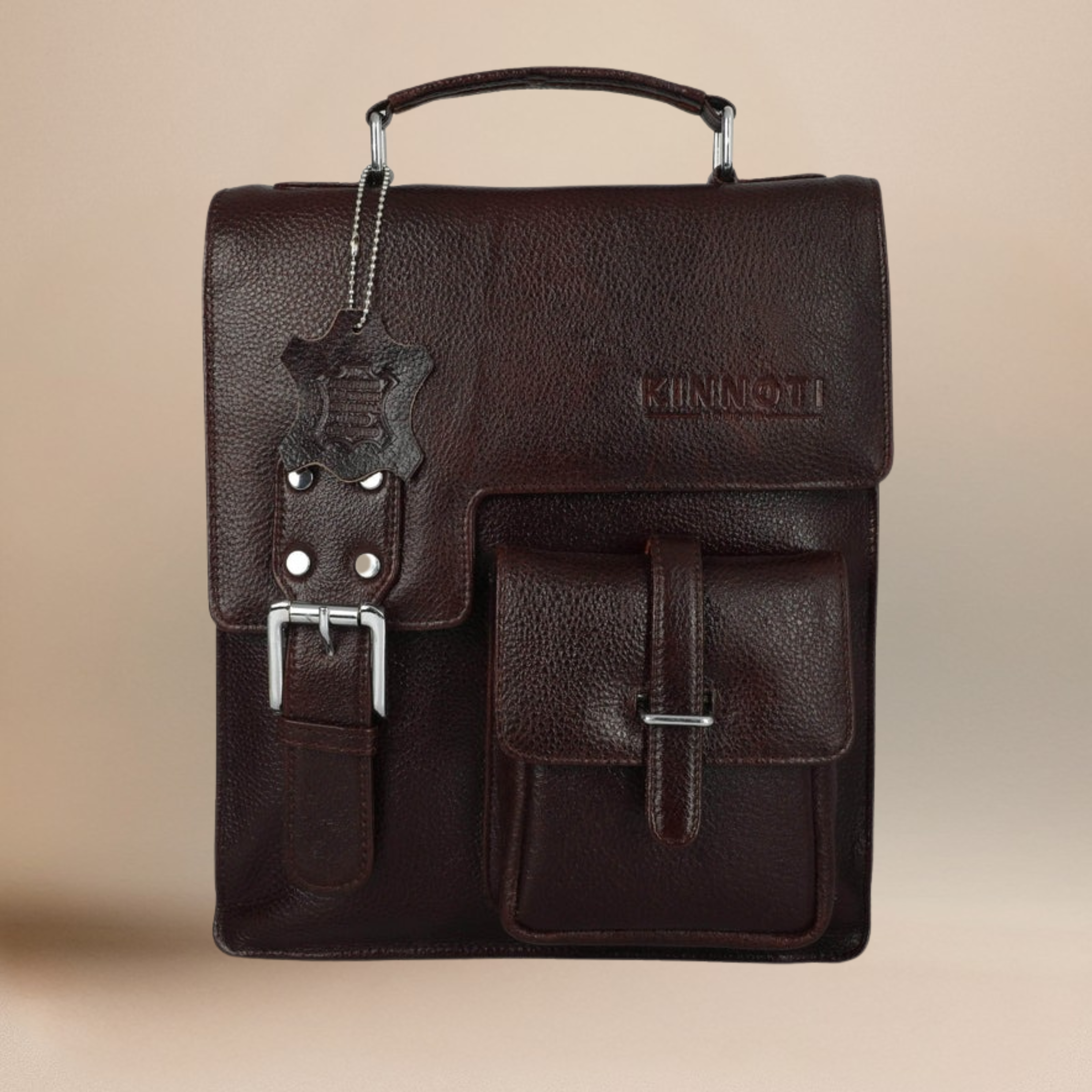 Brown Unisex Genuine Leather Messenger & iPad Bag