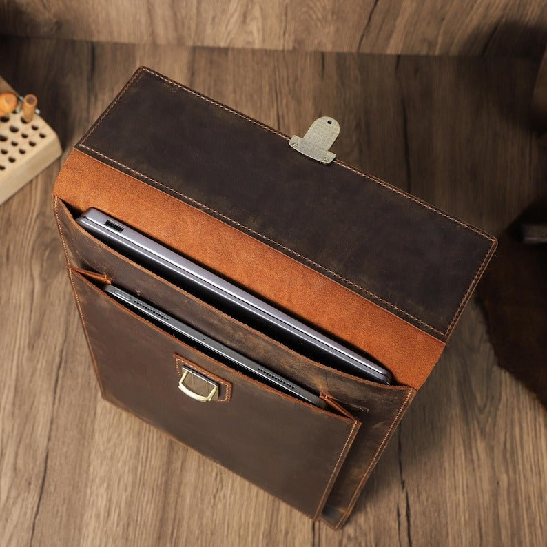 Kinnoti Brown Yonk Leather Laptop Sleeve