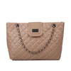 Load image into Gallery viewer, kinnoti Cream Quilted Vegan Leather Tote Bag