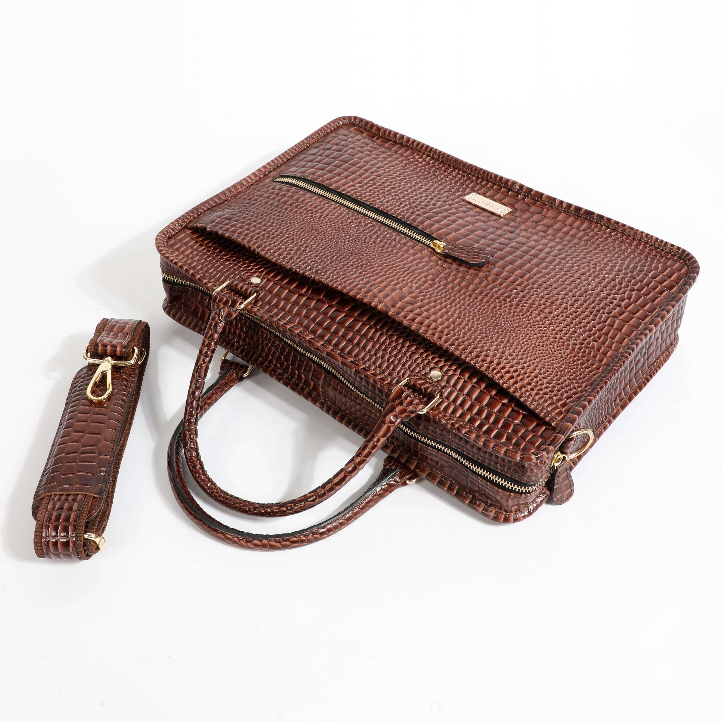 Kinnoti Croco Pattern Marron Laptop Bag