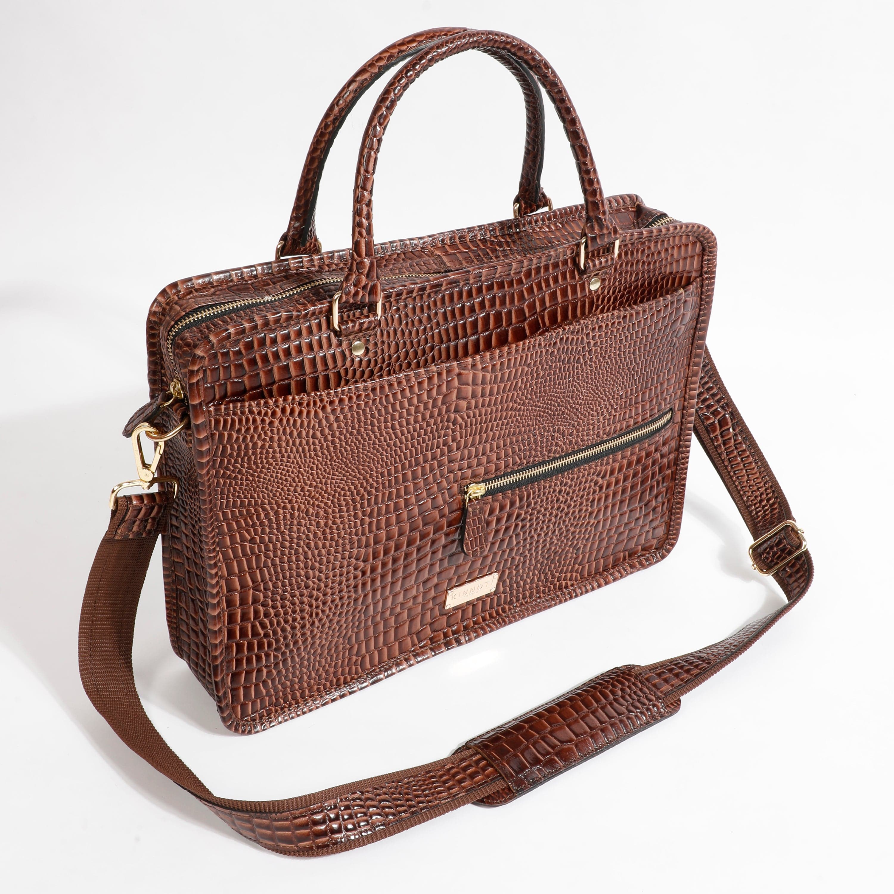 Kinnoti Croco Pattern Marron Laptop Bag