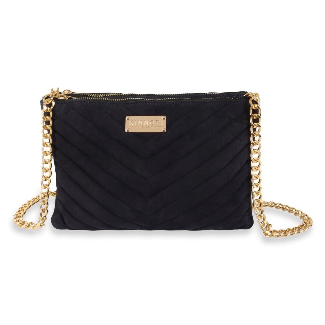 Kinnoti Dark Blue Linear Quilted Suede Leather Sling Bag
