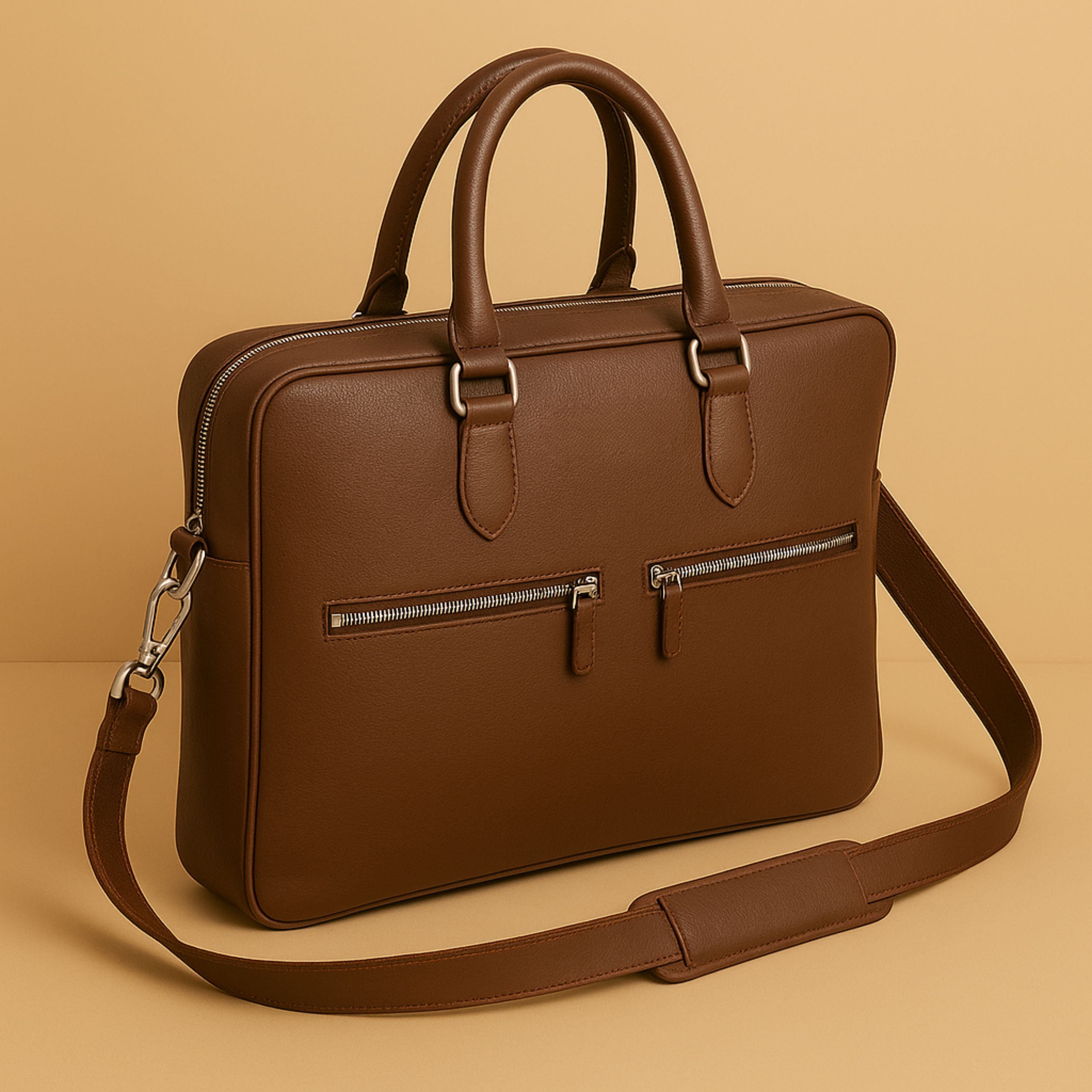 Kinnoti Double Side Zipper Leather Laptop Bag