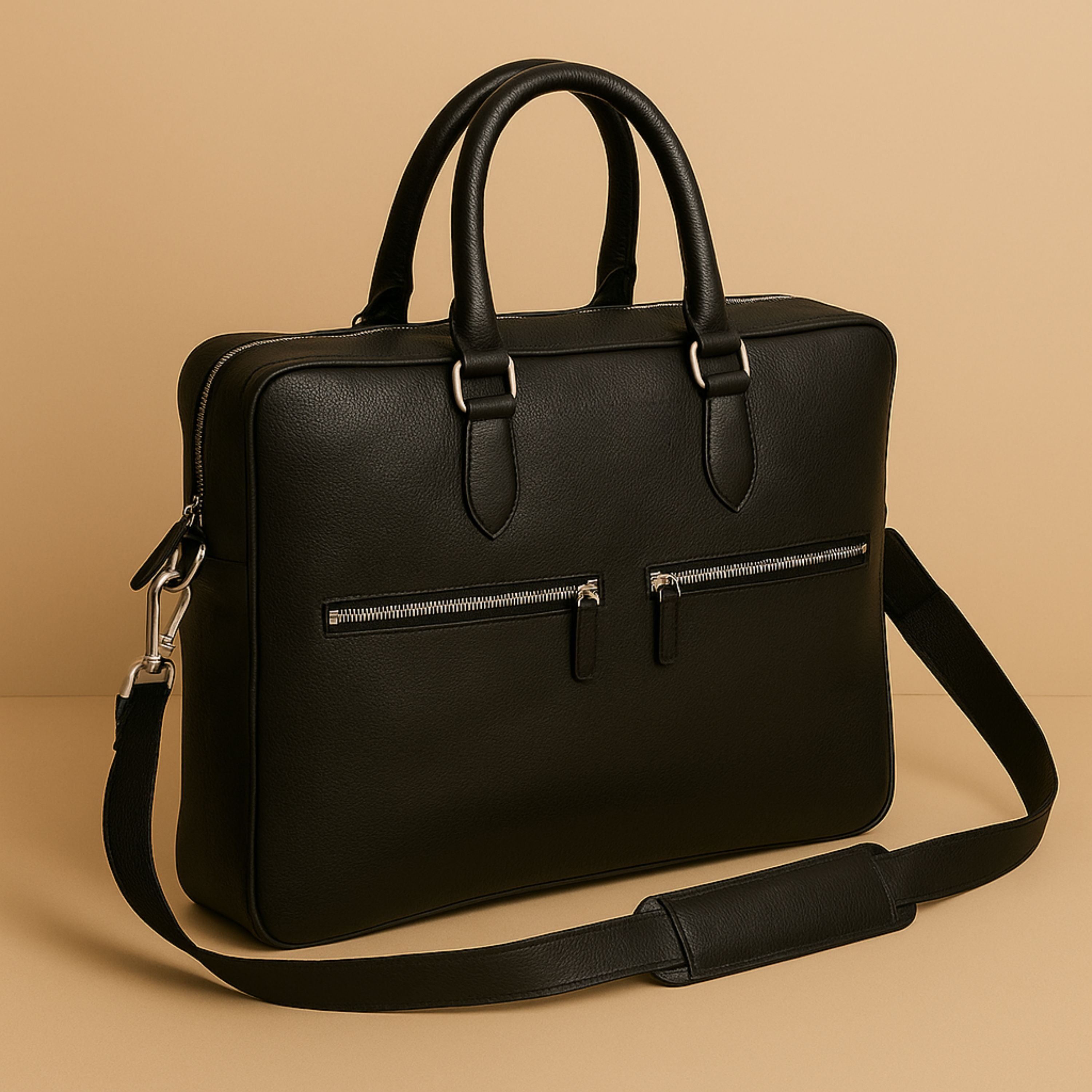 Kinnoti Double Side Zipper Leather Laptop Bag