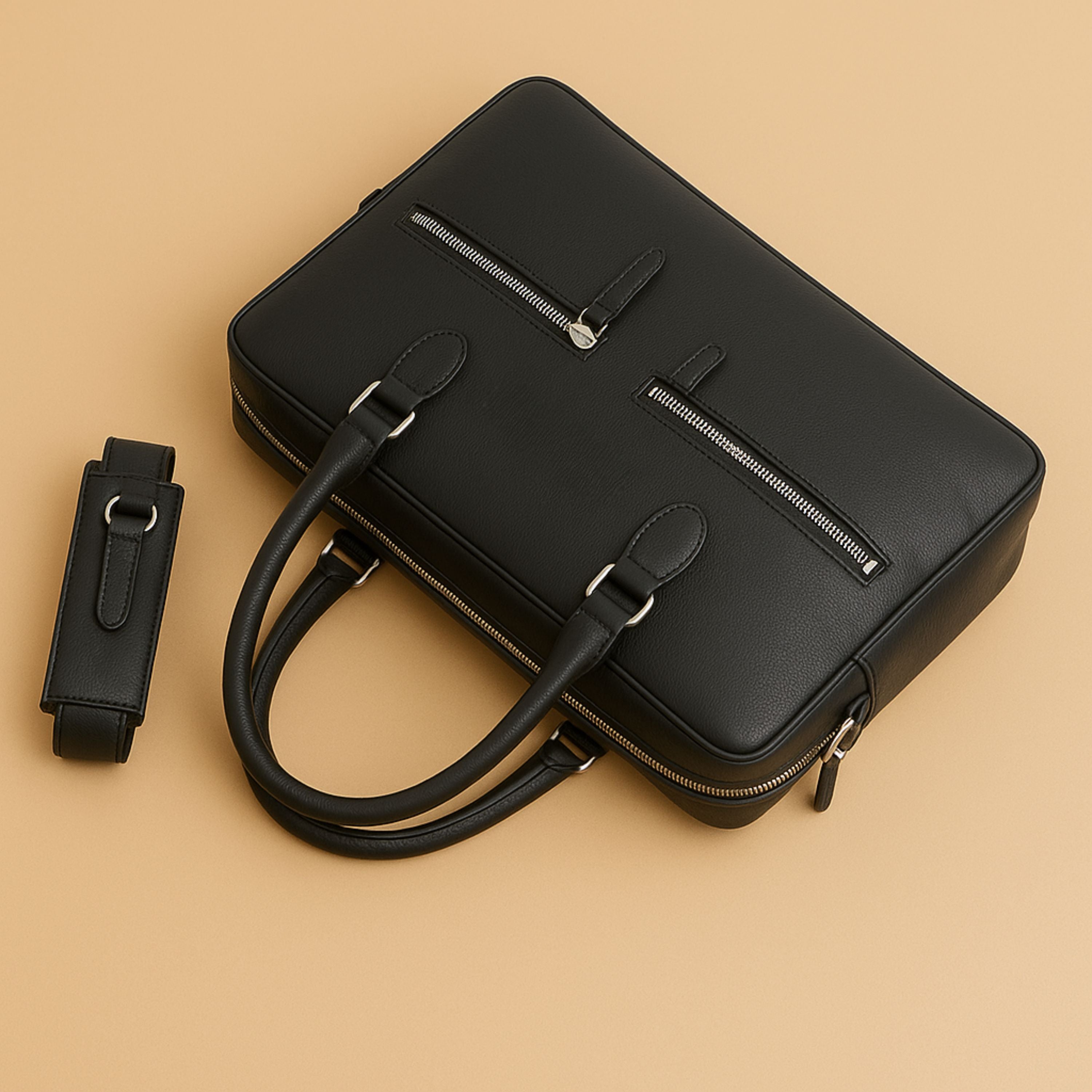 Kinnoti Double Side Zipper Leather Laptop Bag