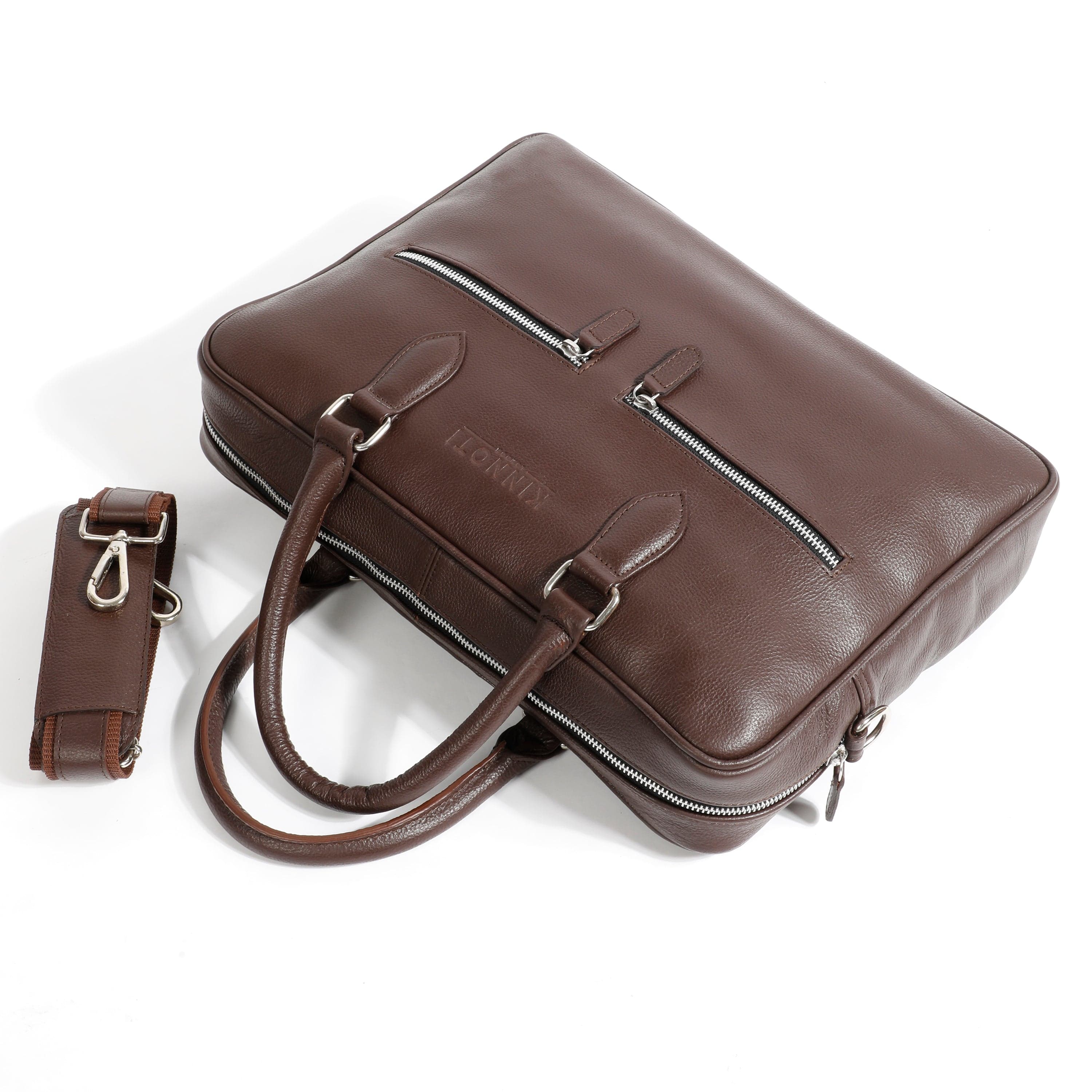 Kinnoti Double Side Zipper Leather Laptop Bag