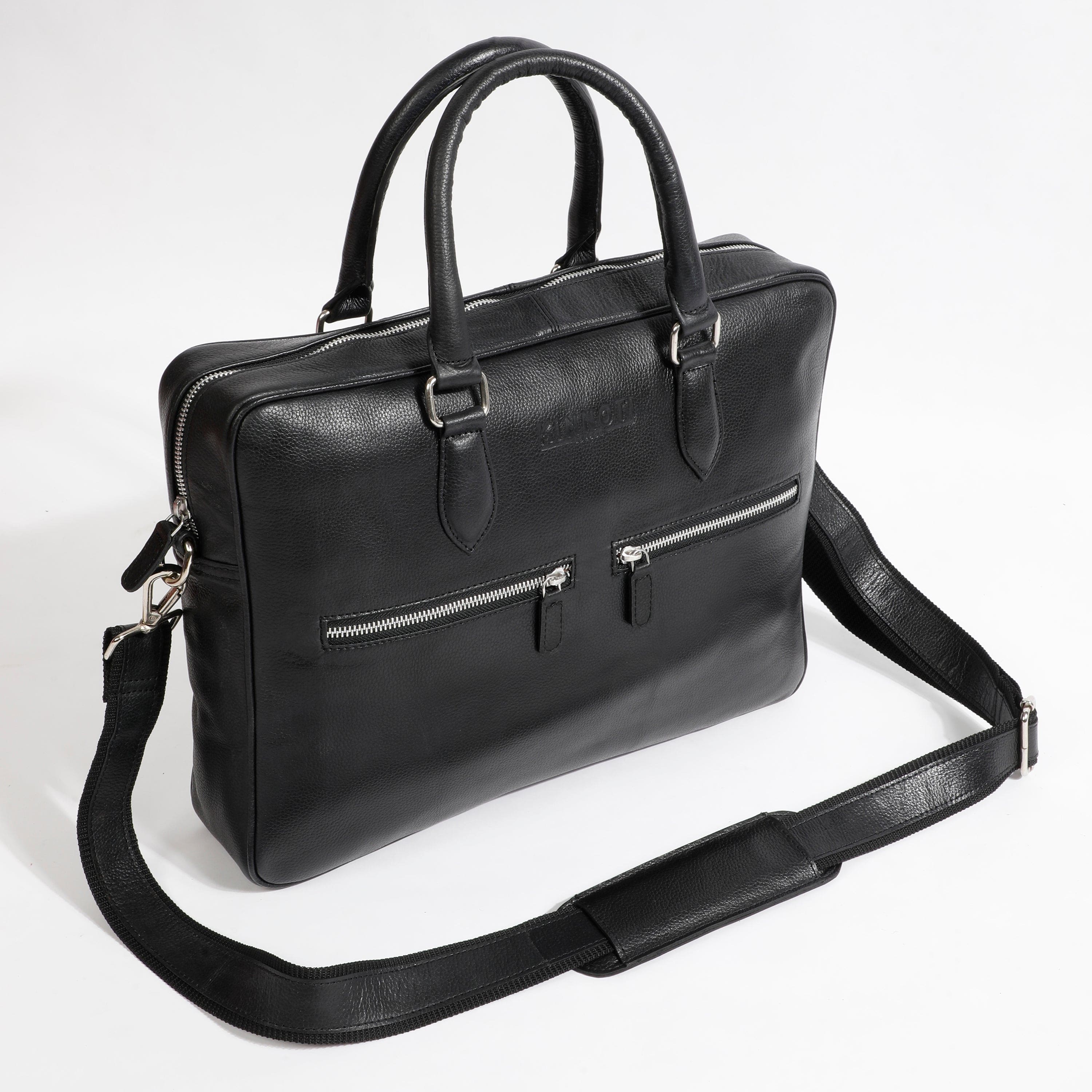 Kinnoti Double Side Zipper Leather Laptop Bag