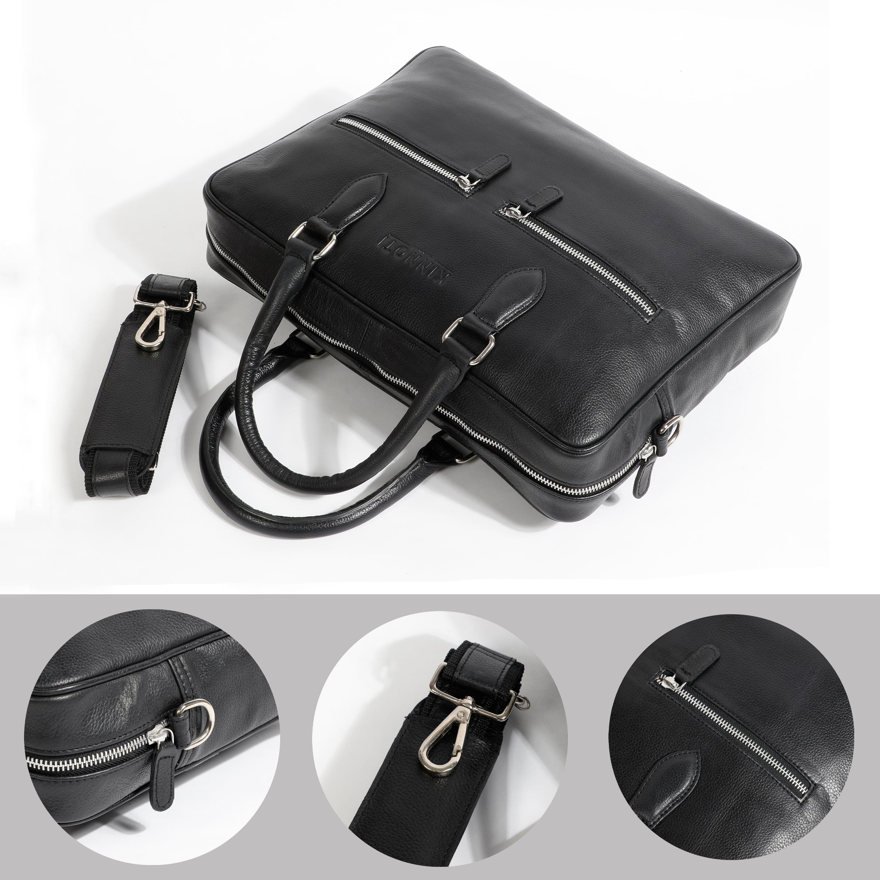 Kinnoti Double Side Zipper Leather Laptop Bag