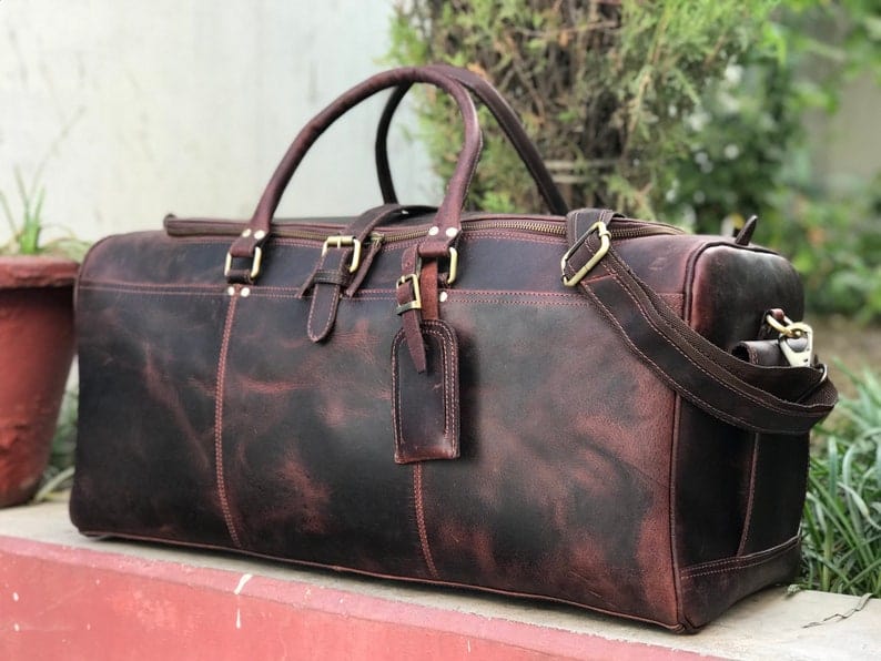 kinnoti Drak Brown Leather Duffle Bag