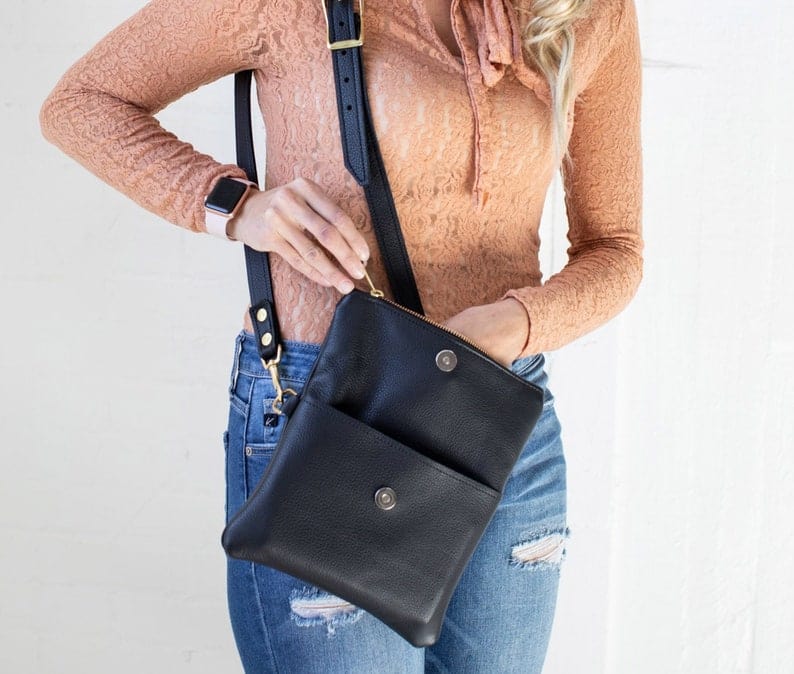 kinnoti Foldover Genuine Leather Crossbody Bag