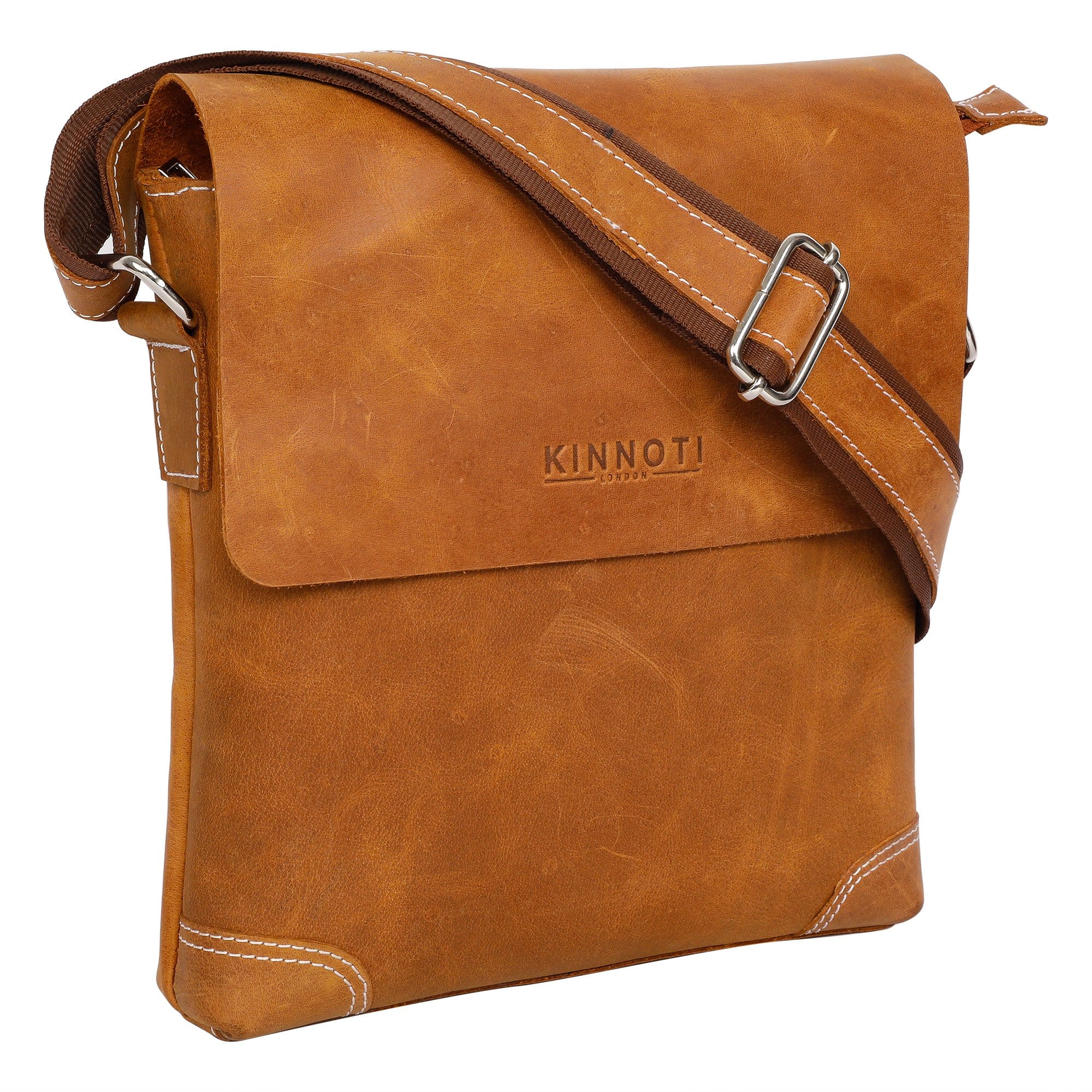 kinnoti Genuine Leather Flap Messenger Bag