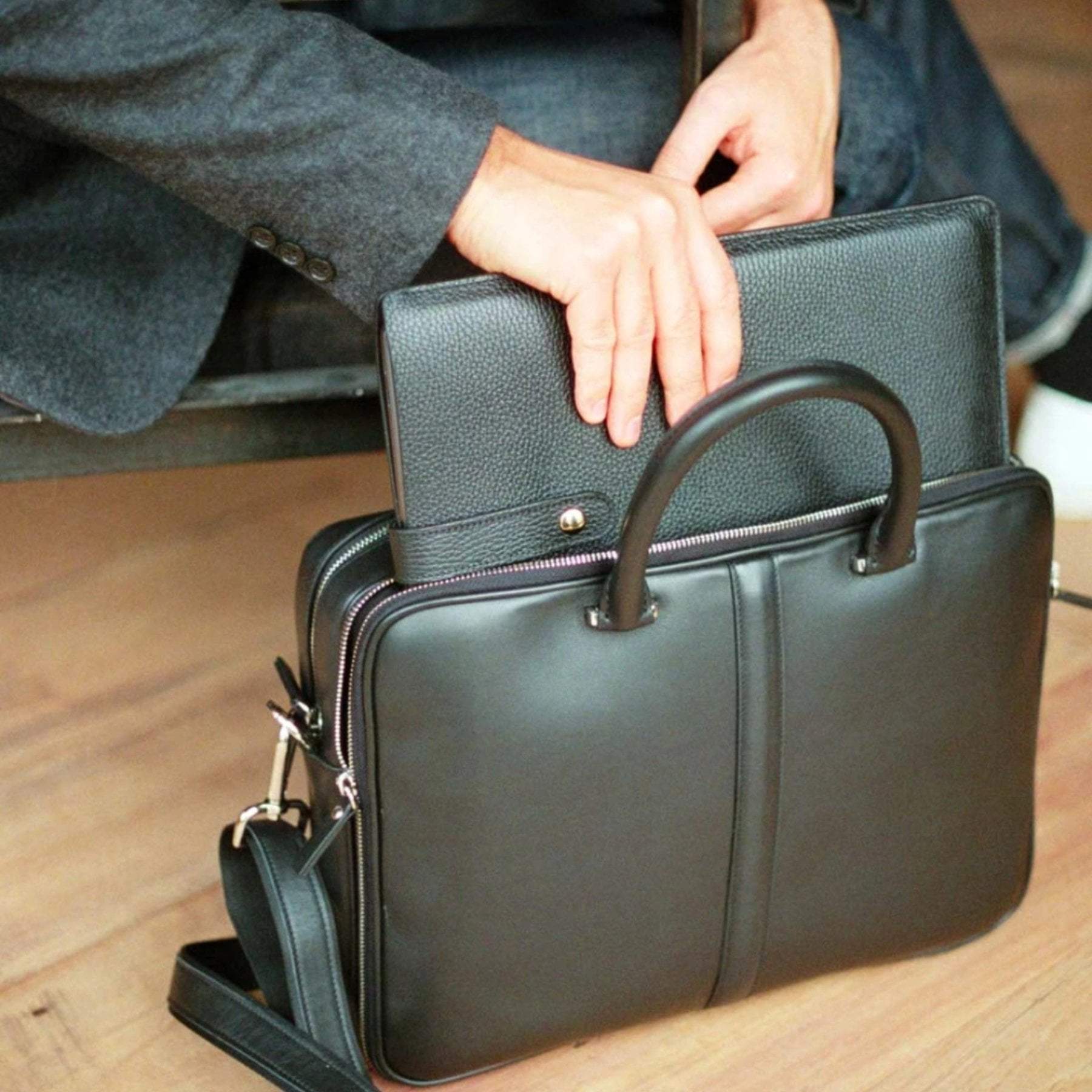 Solid Matte Black Laptop Bag