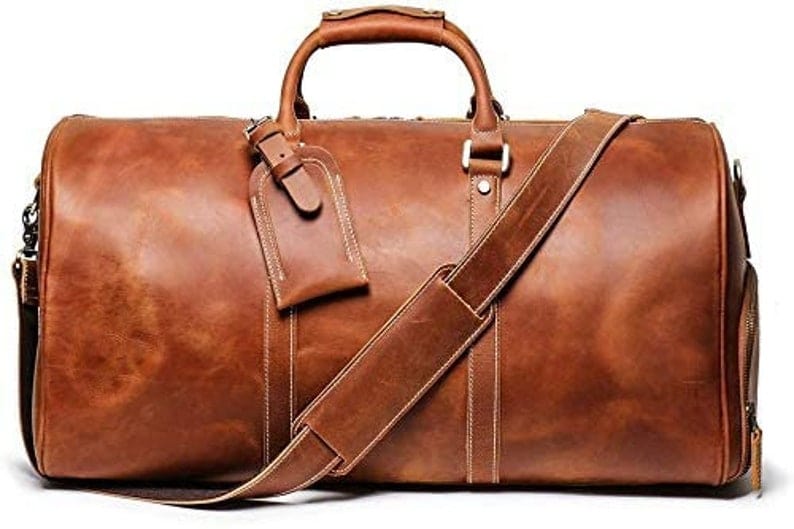 Kinnoti Genuine Leather Tan Brown Travel Duffle Bag
