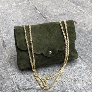 Kinnoti Green Suede Leather Sling Bag