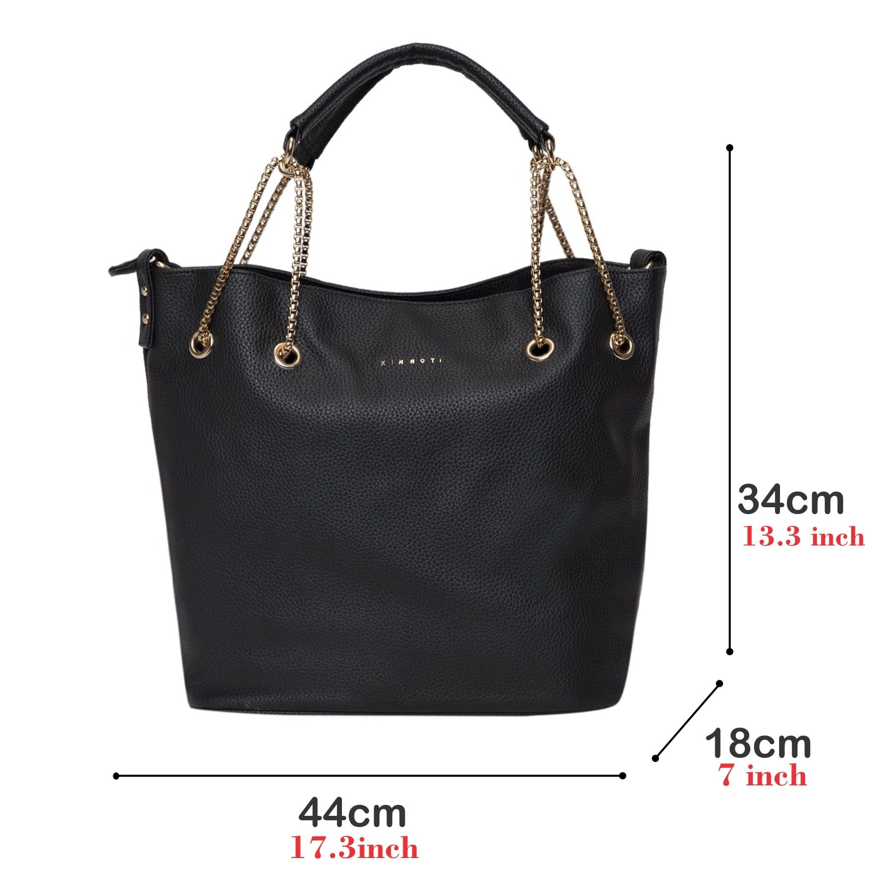 kinnoti Handbags Black Chain Tote Bag