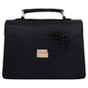 kinnoti Handbags Black Vegan Croco Leather Satchel Hand Bag