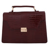 kinnoti Handbags Red Wine Vegan Croco Leather Satchel Hand Bag