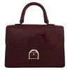 Load image into Gallery viewer, kinnoti Handbags Red Wine Vegan Croco Leather Satchel Handbag