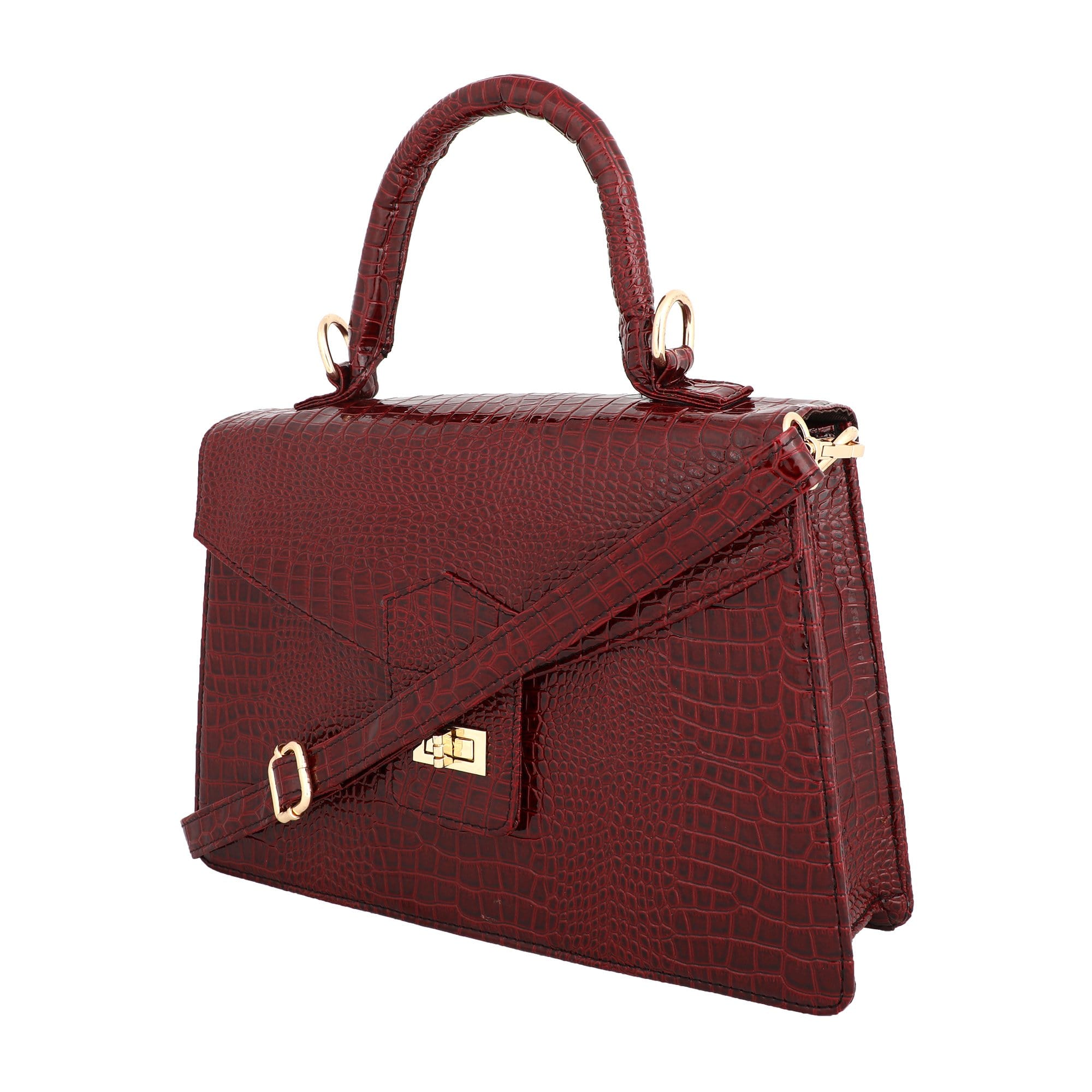 kinnoti Handbags Vegan Croco Leather Satchel Handbag