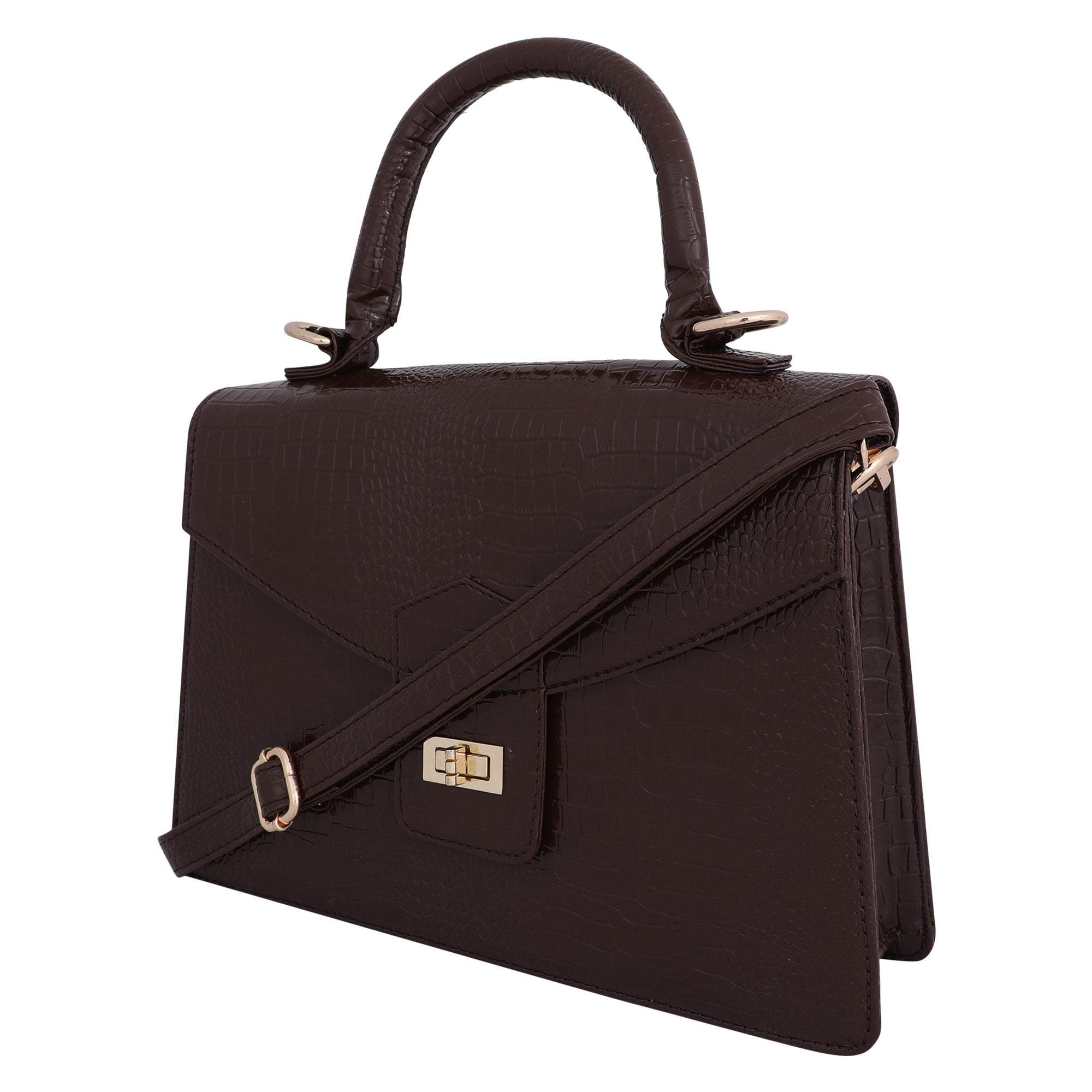 kinnoti Handbags Vegan Croco Leather Satchel Handbag