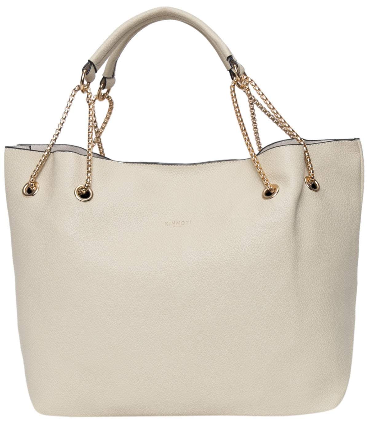 kinnoti Handbags White Black color Chain Tote Bag