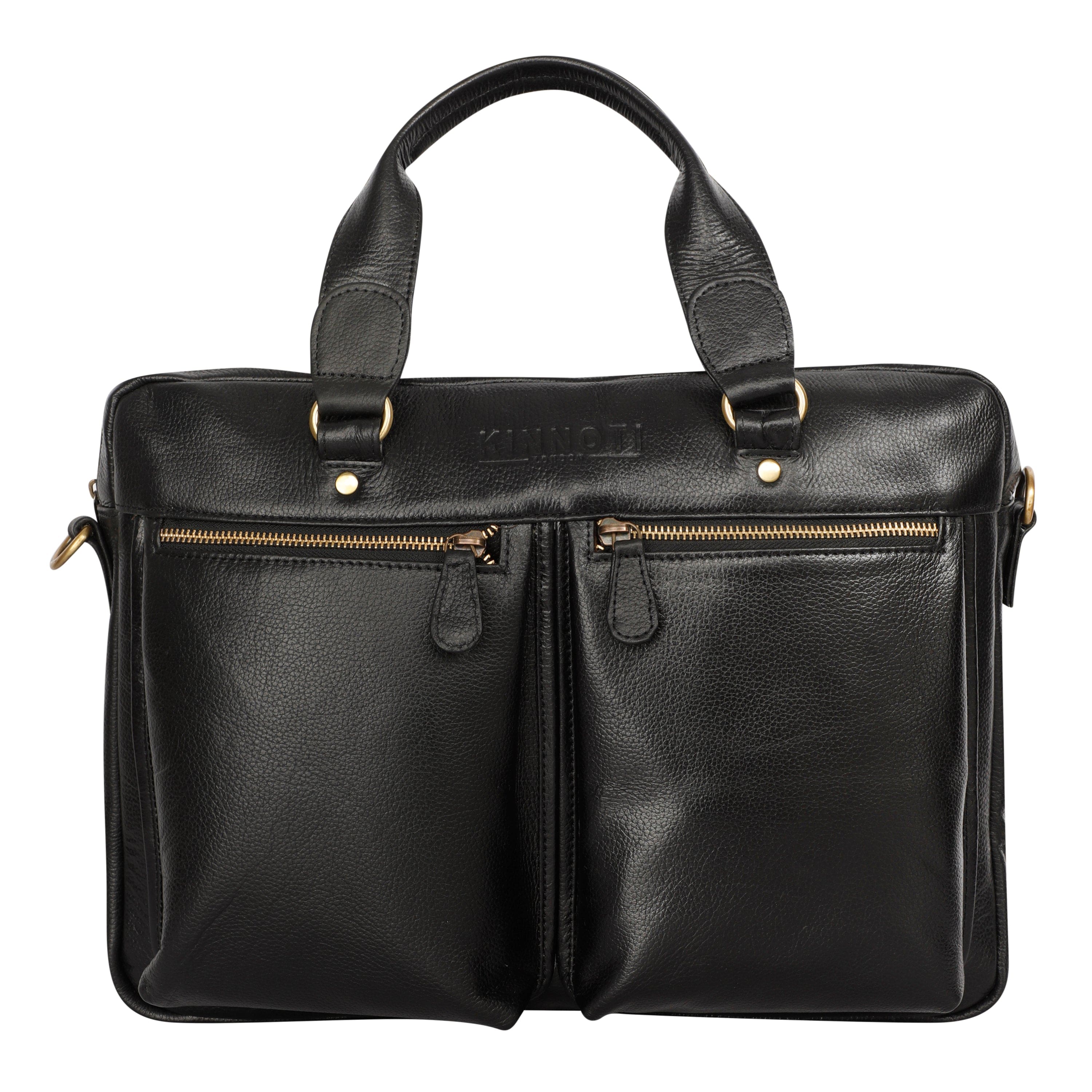 kinnoti LAPTOP BAGS black Nappa Leather Laptop Bag