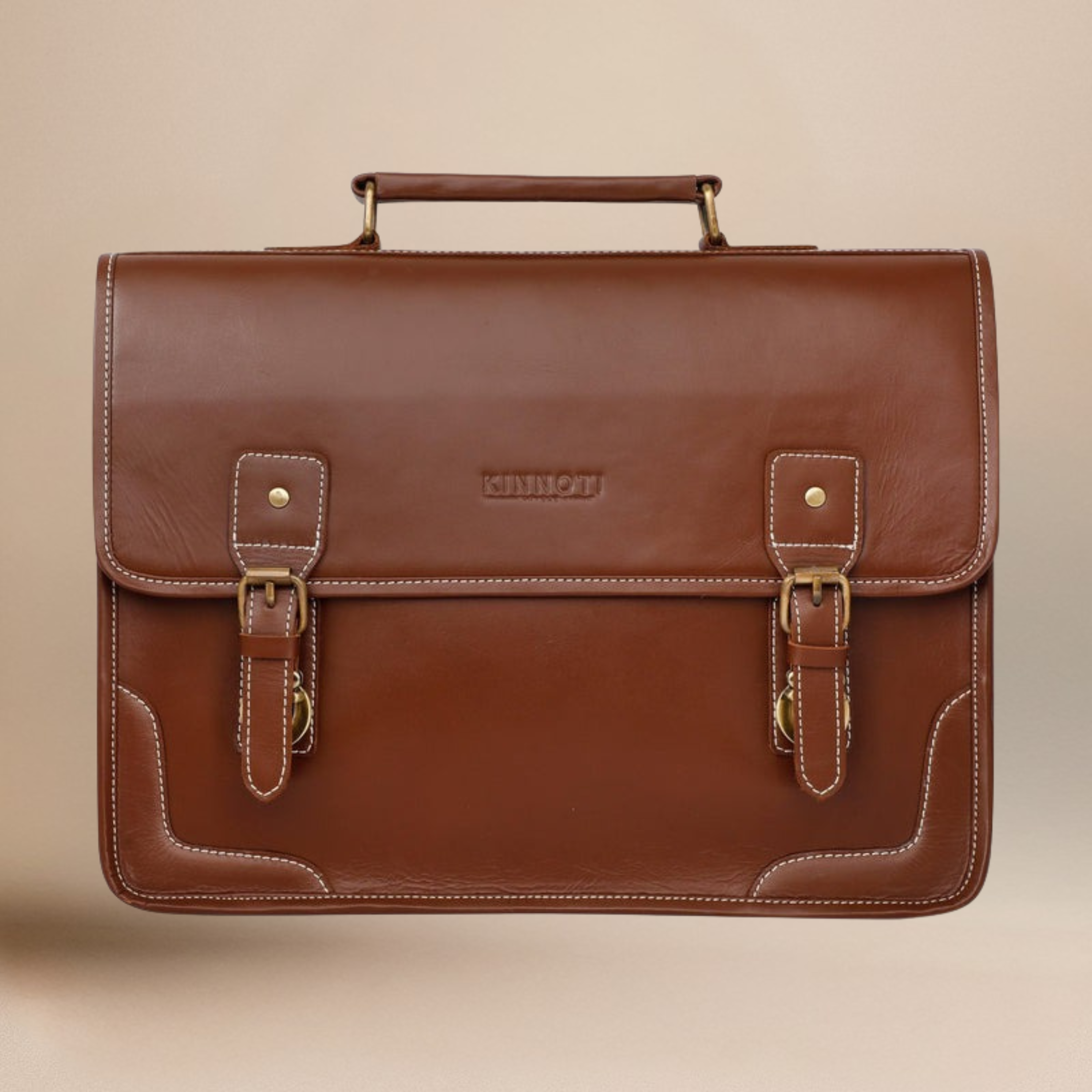 kinnoti LAPTOP BAGS Brown Genuine Leather Laptop Bag