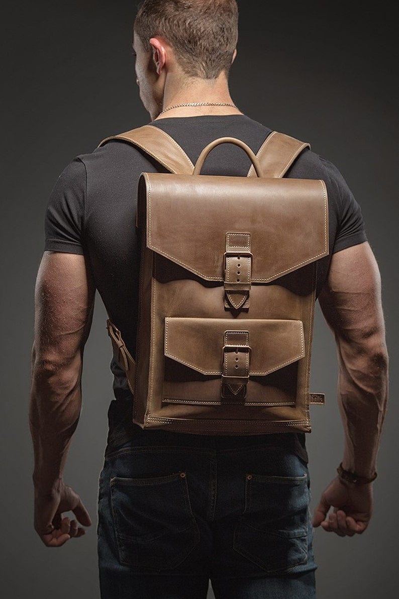 kinnoti LAPTOP BAGS Brown Leather Backpack
