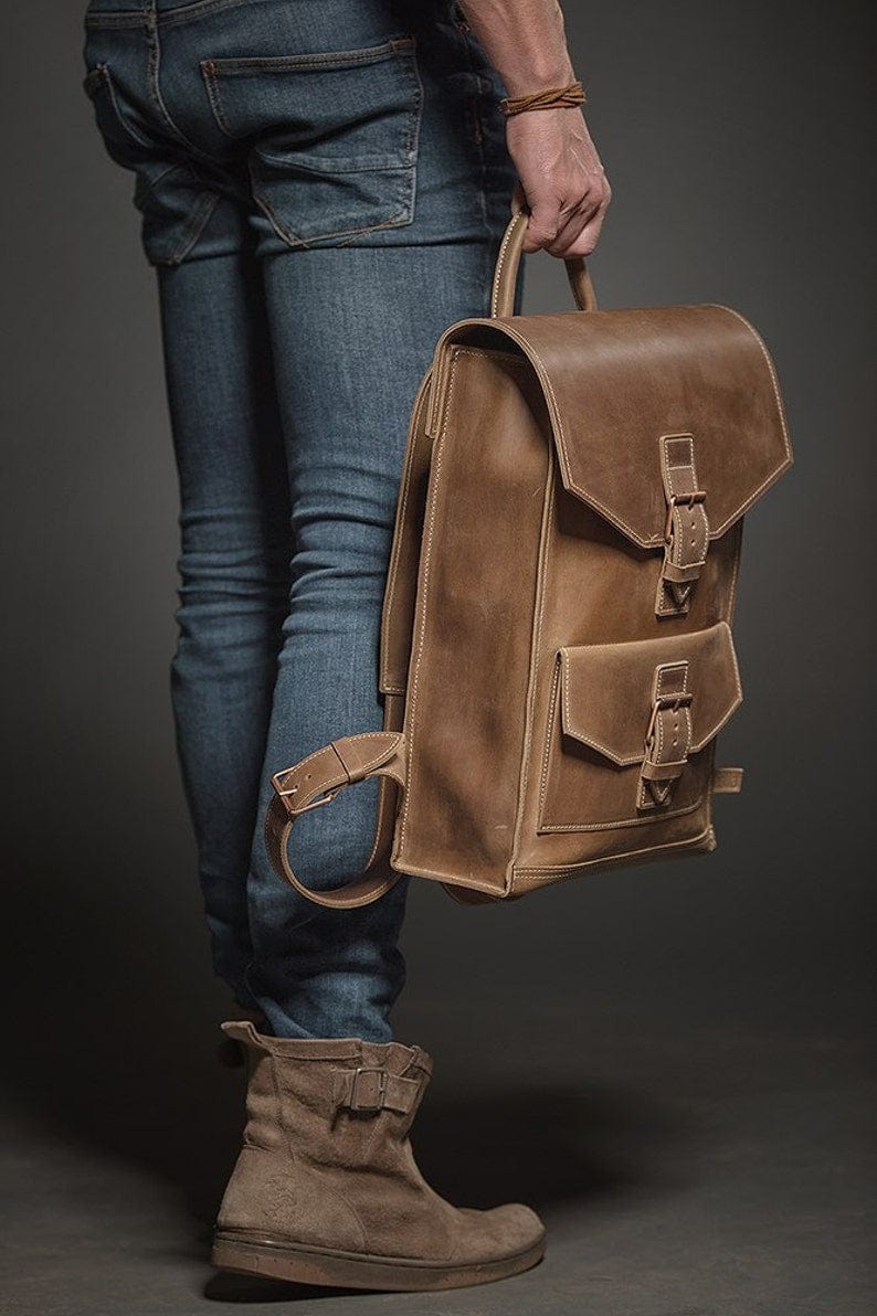 kinnoti LAPTOP BAGS Brown Leather Backpack