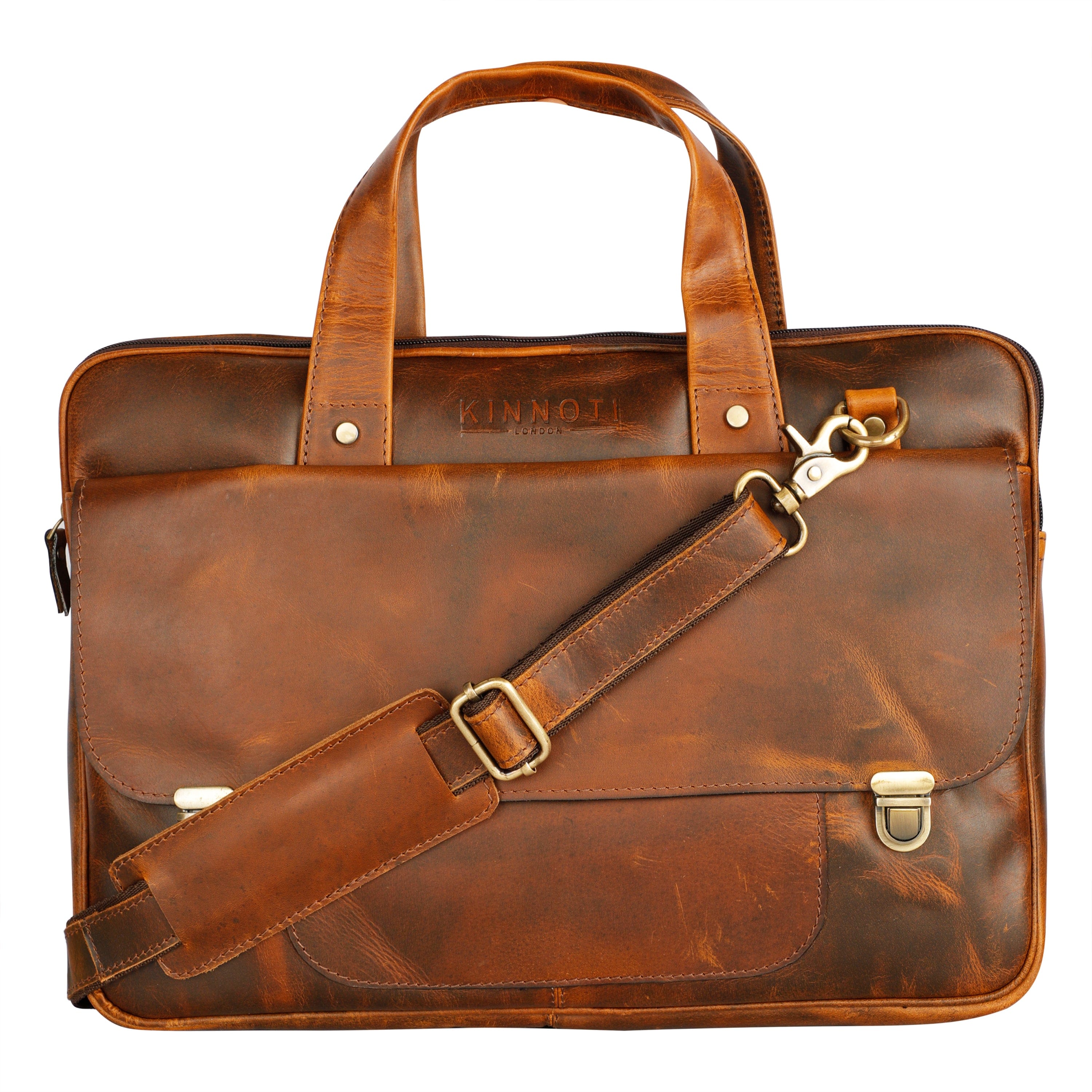 kinnoti LAPTOP BAGS BUCKLED HUNTER LEATHER LAPTOP BAG
