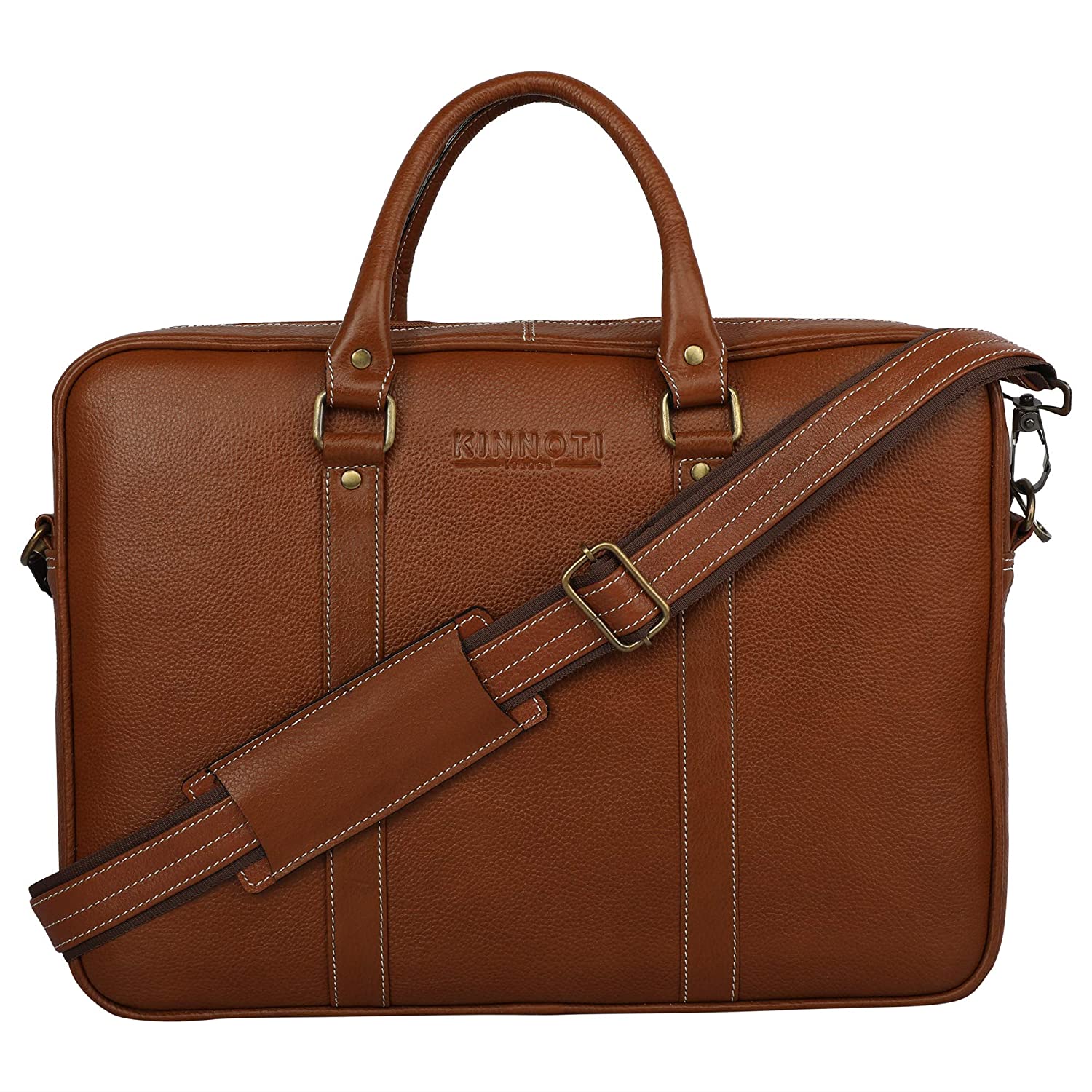 KINNOTI LAPTOP BAGS Camel Tan Unisex Genuine Leather Laptop Bag