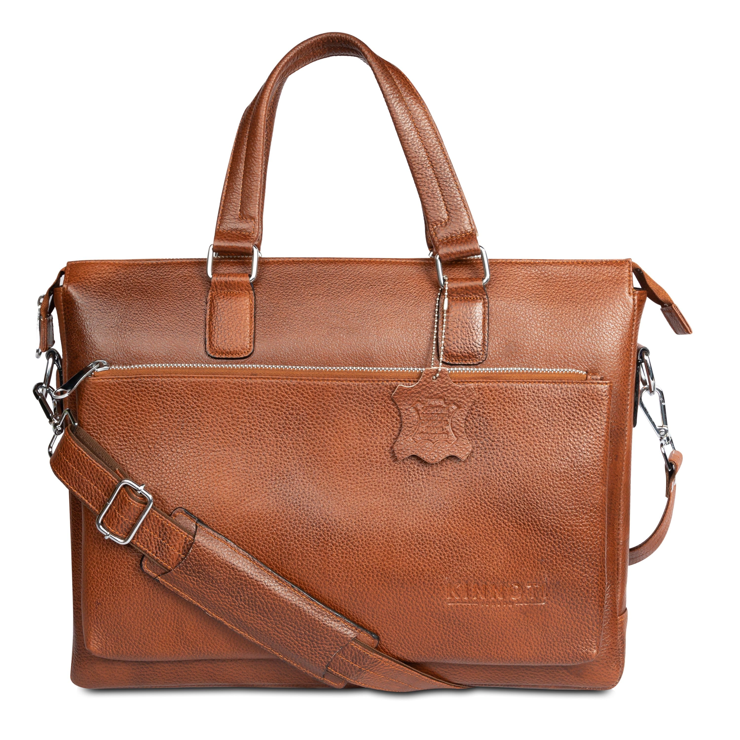 kinnoti LAPTOP BAGS Cider-Tan Men Solid Genuine Leather Laptop Bag