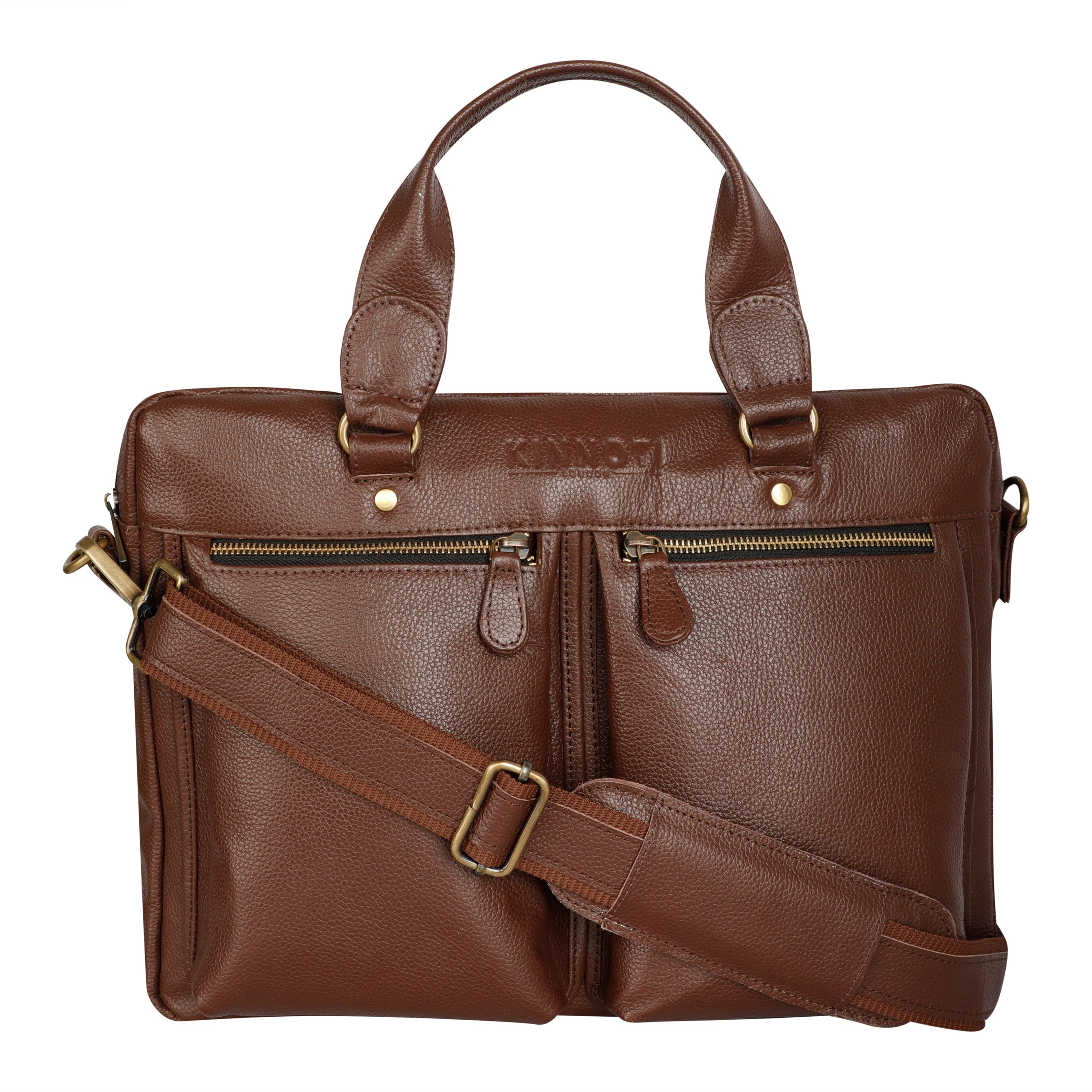 kinnoti LAPTOP BAGS coffee Nappa Leather Laptop Bag