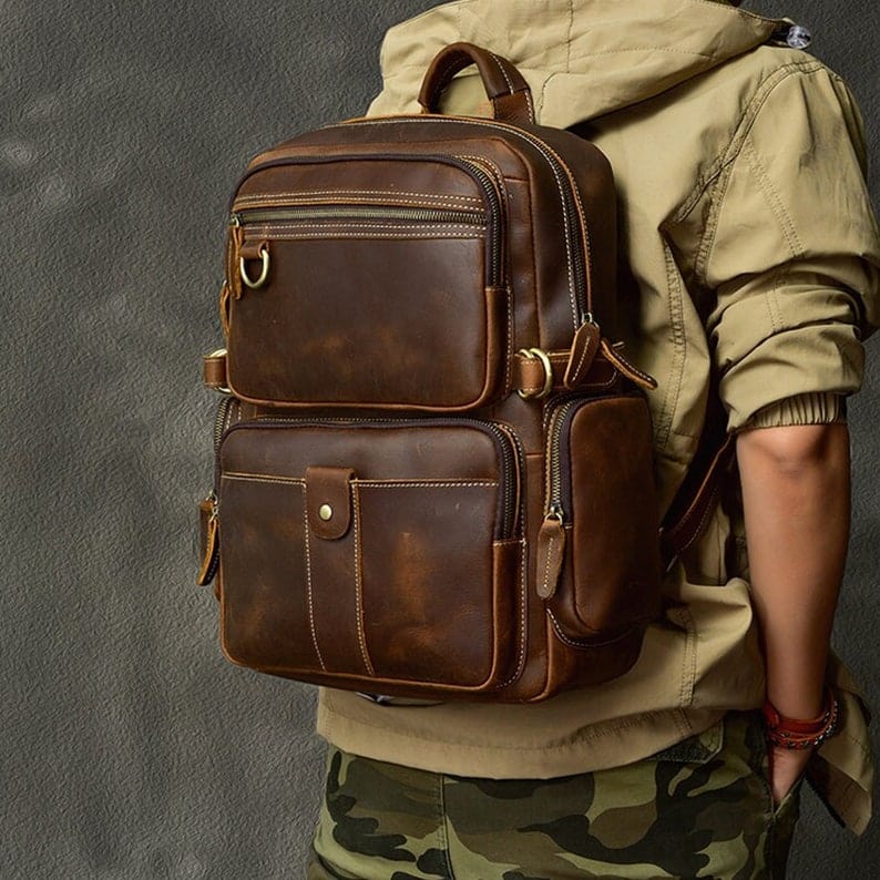 kinnoti LAPTOP BAGS Dark Brown Leather Backpack