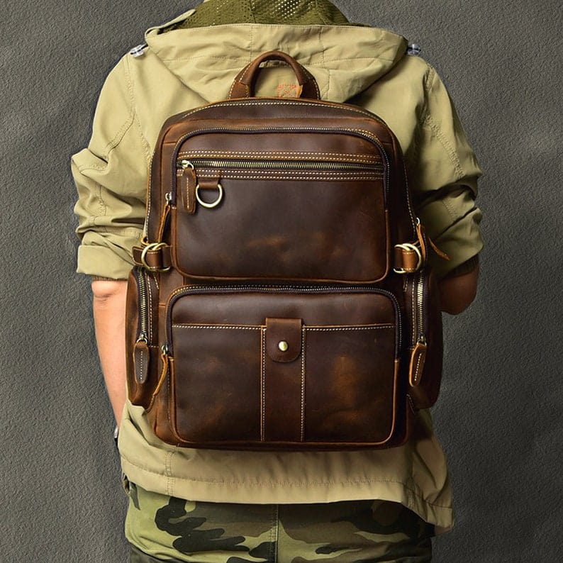 kinnoti LAPTOP BAGS Dark Brown Leather Backpack