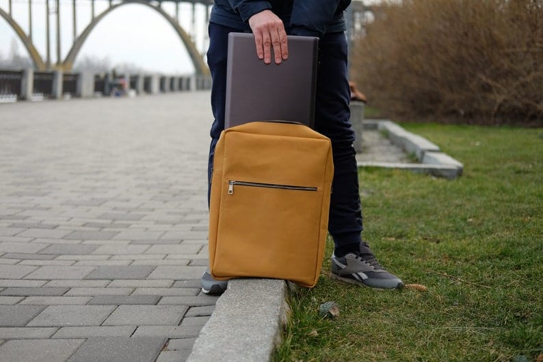 kinnoti LAPTOP BAGS Genuine Leather Yellow Backpack