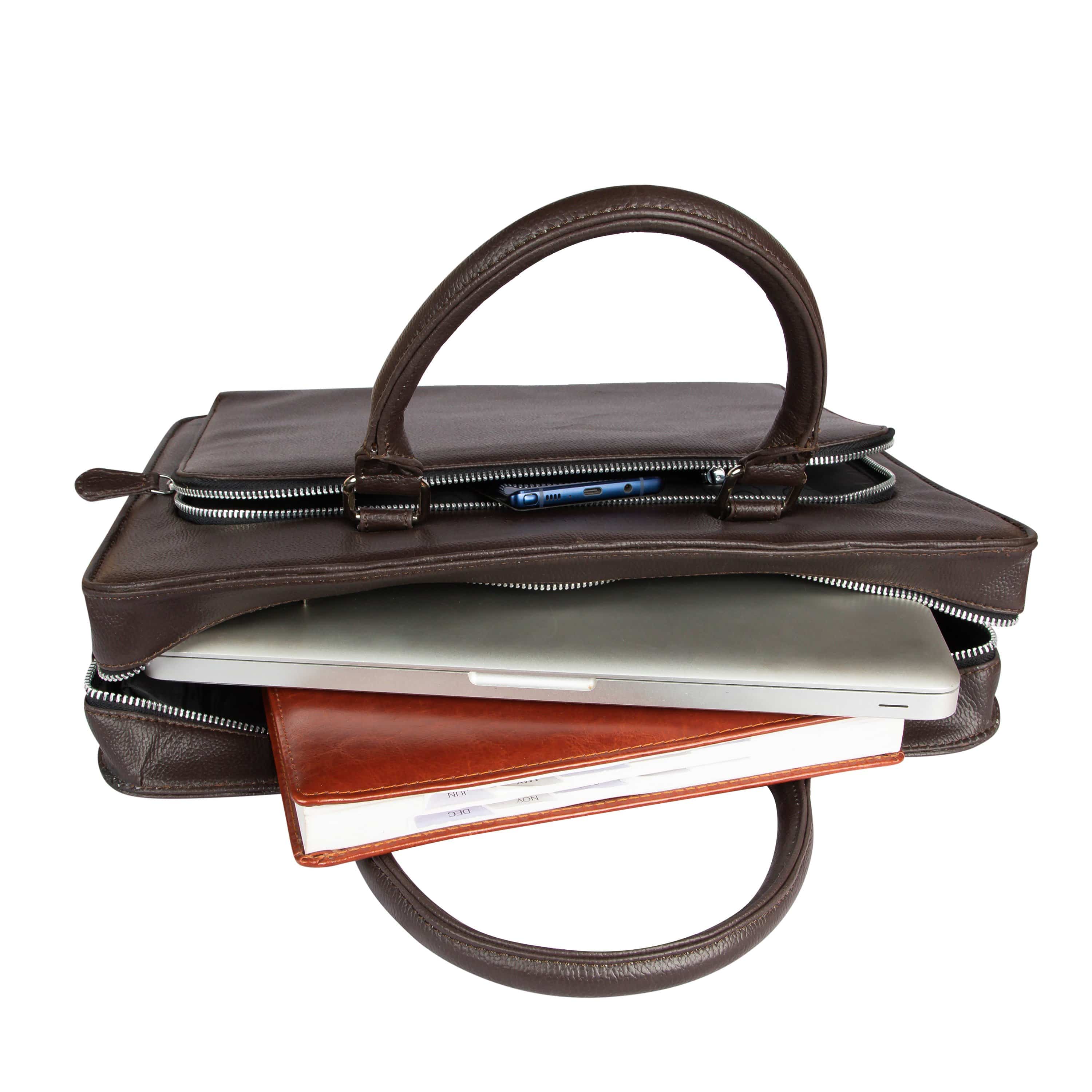 kinnoti LAPTOP BAGS Half Side Zipper Vegan Leather Laptop Bag