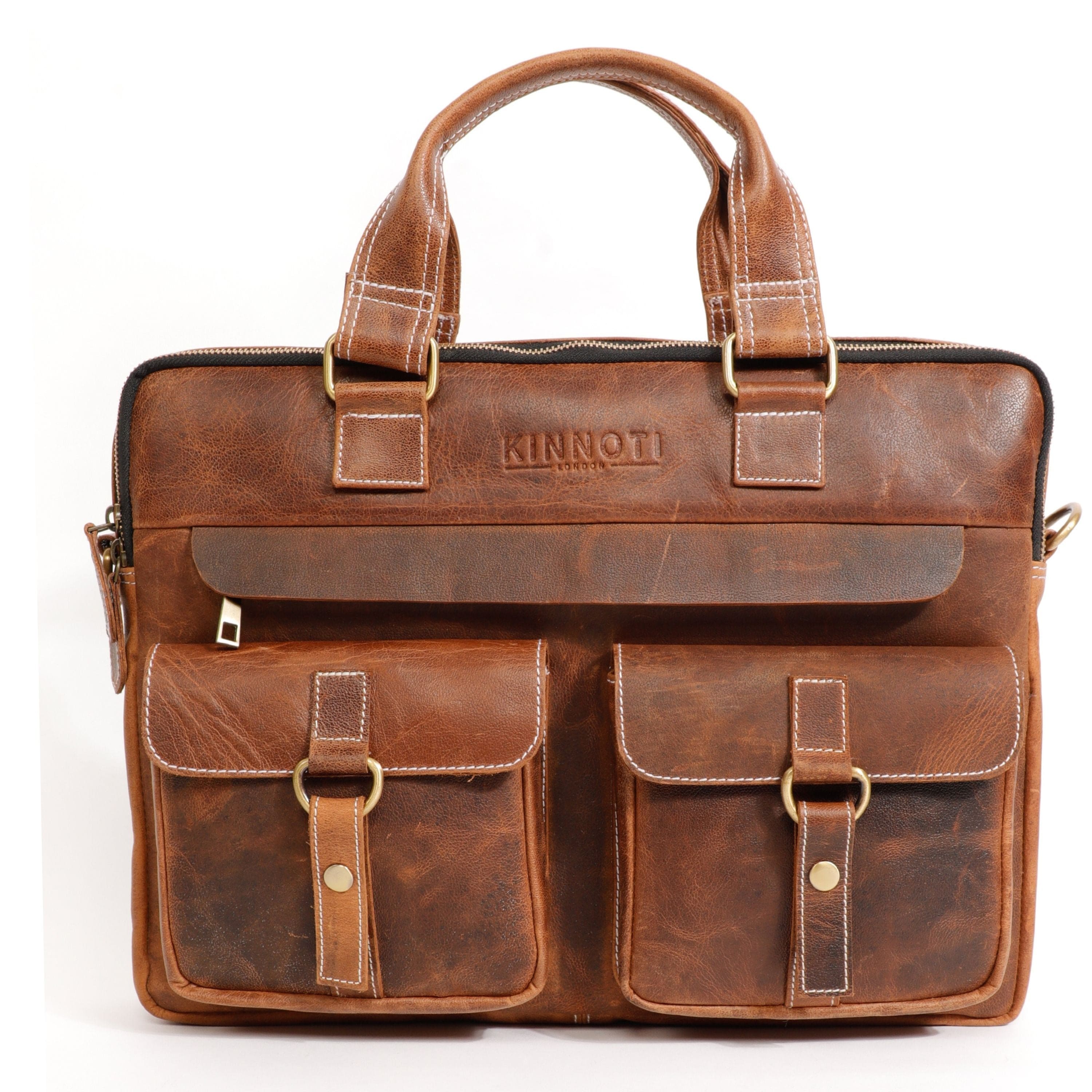 kinnoti LAPTOP BAGS Multi Pocket Leather Laptop Bag