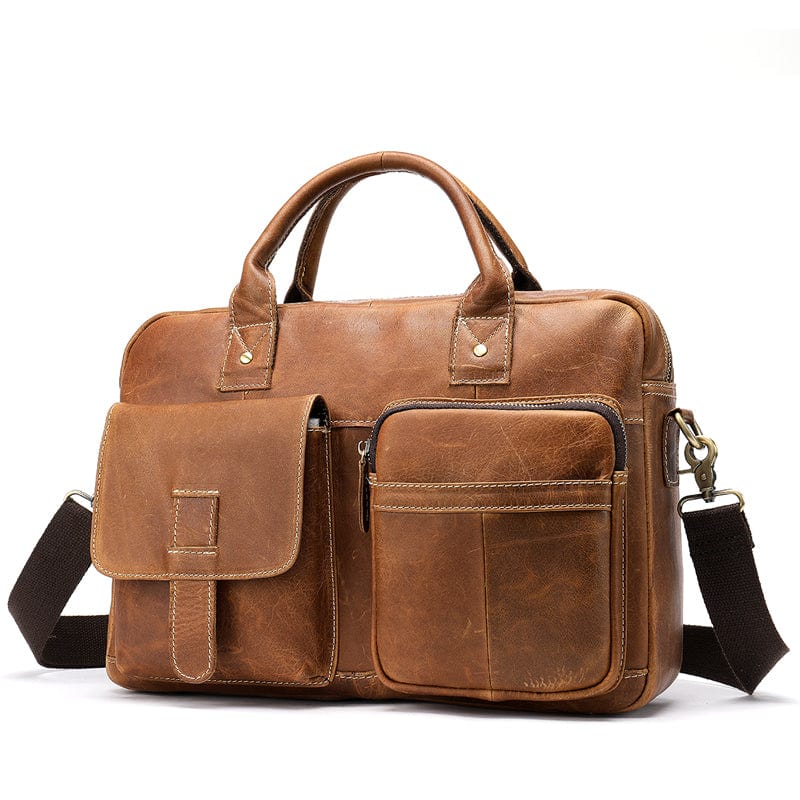 kinnoti LAPTOP BAGS Tan Brown Leather Laptop Bag
