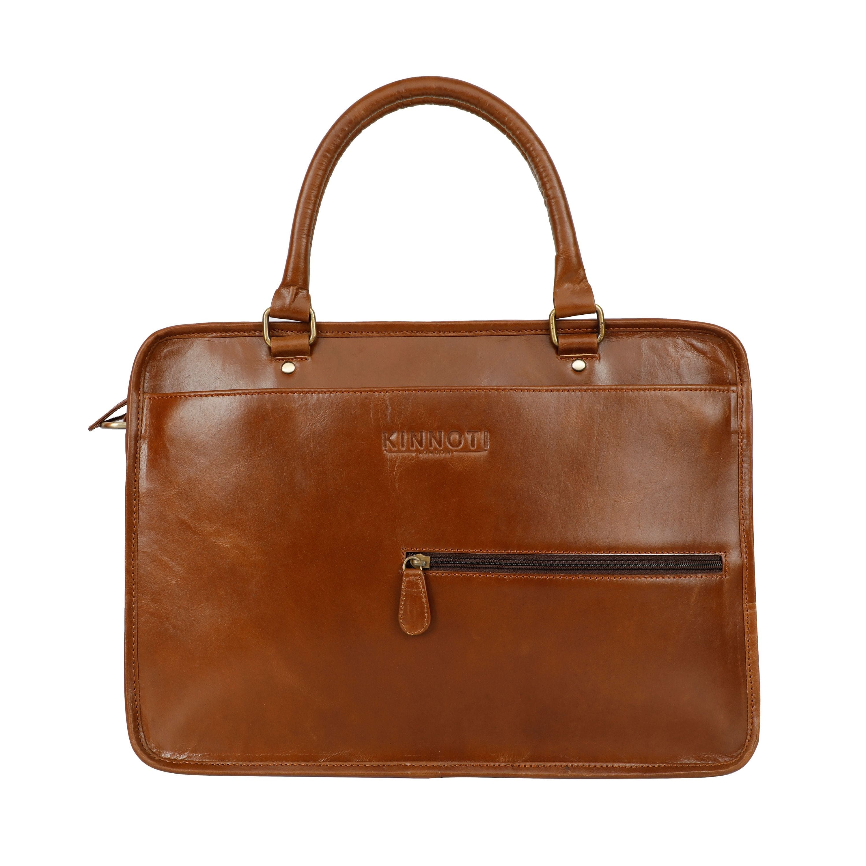 kinnoti LAPTOP BAGS Tan Leather Laptop Bag