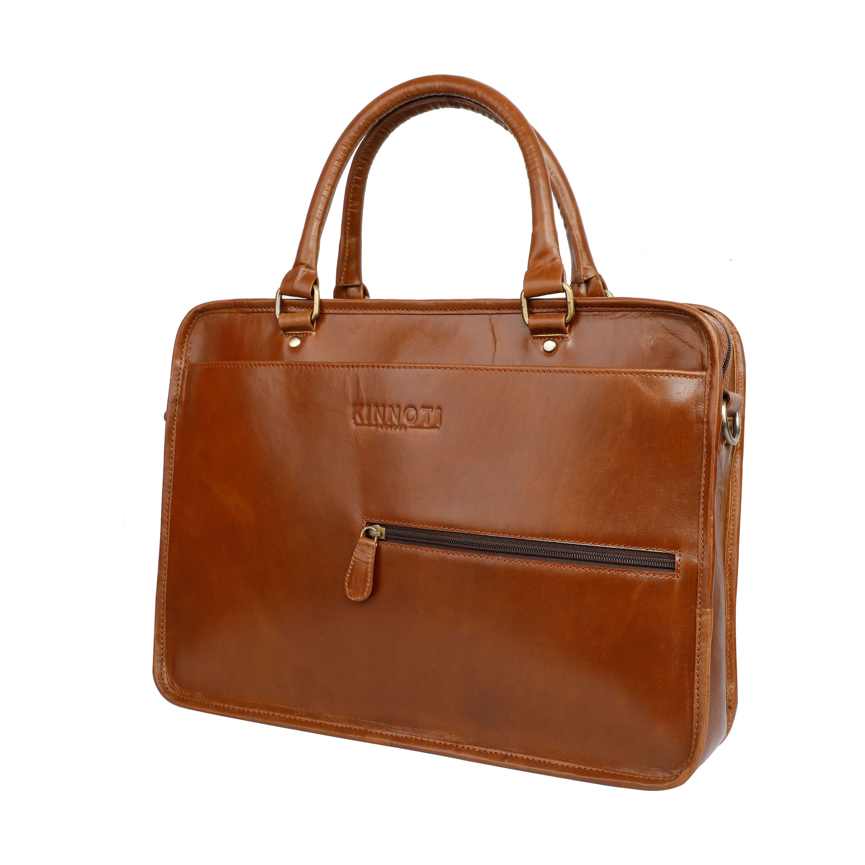 kinnoti LAPTOP BAGS Tan Leather Laptop Bag