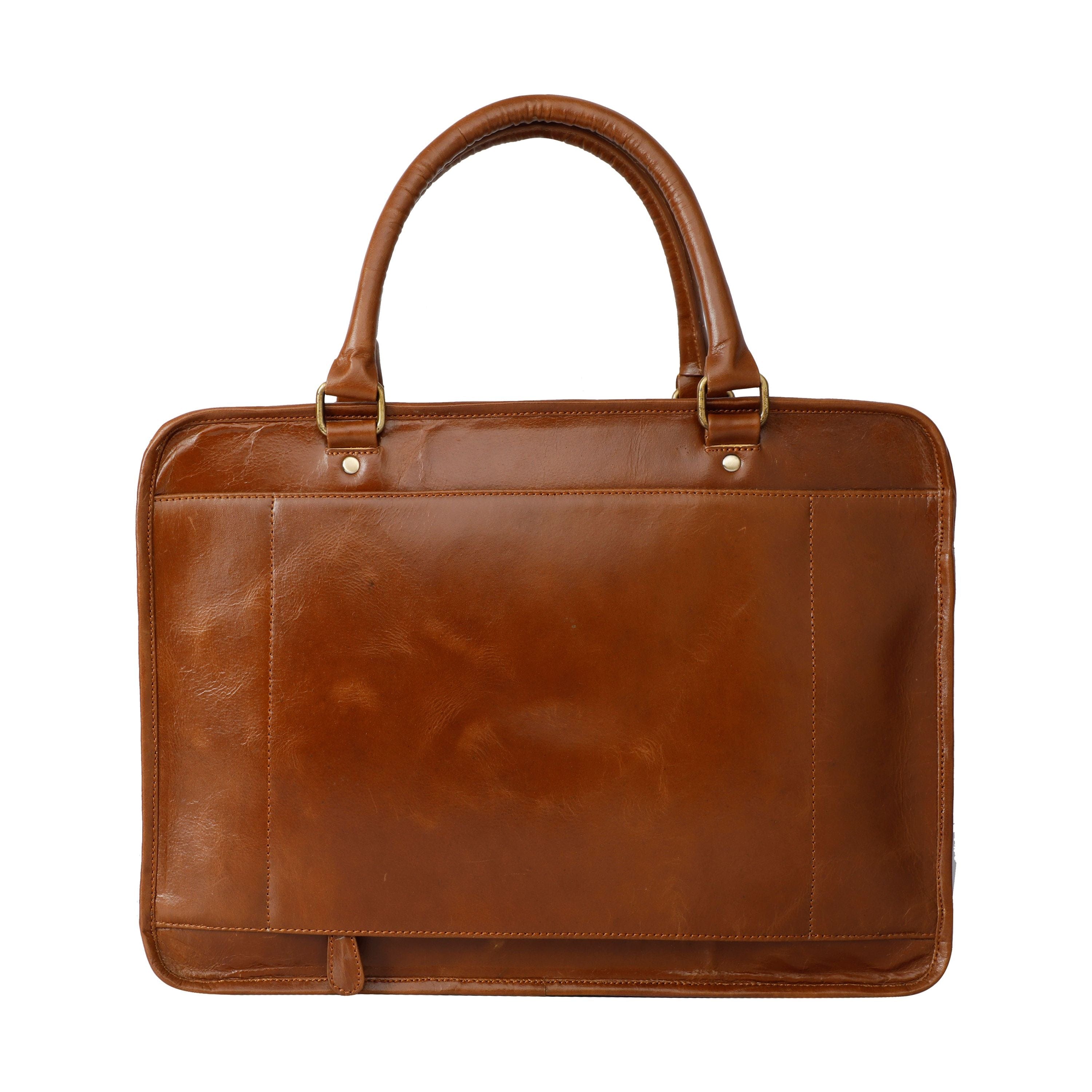 kinnoti LAPTOP BAGS Tan Leather Laptop Bag