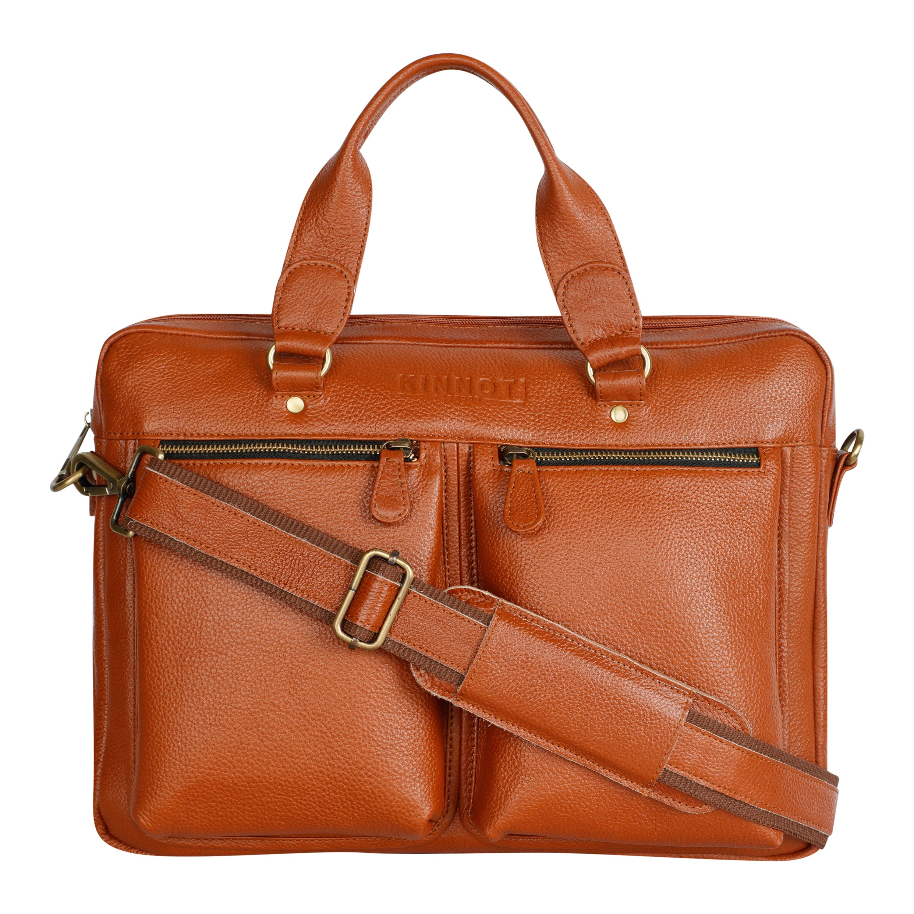 kinnoti LAPTOP BAGS tan Nappa Leather Laptop Bag