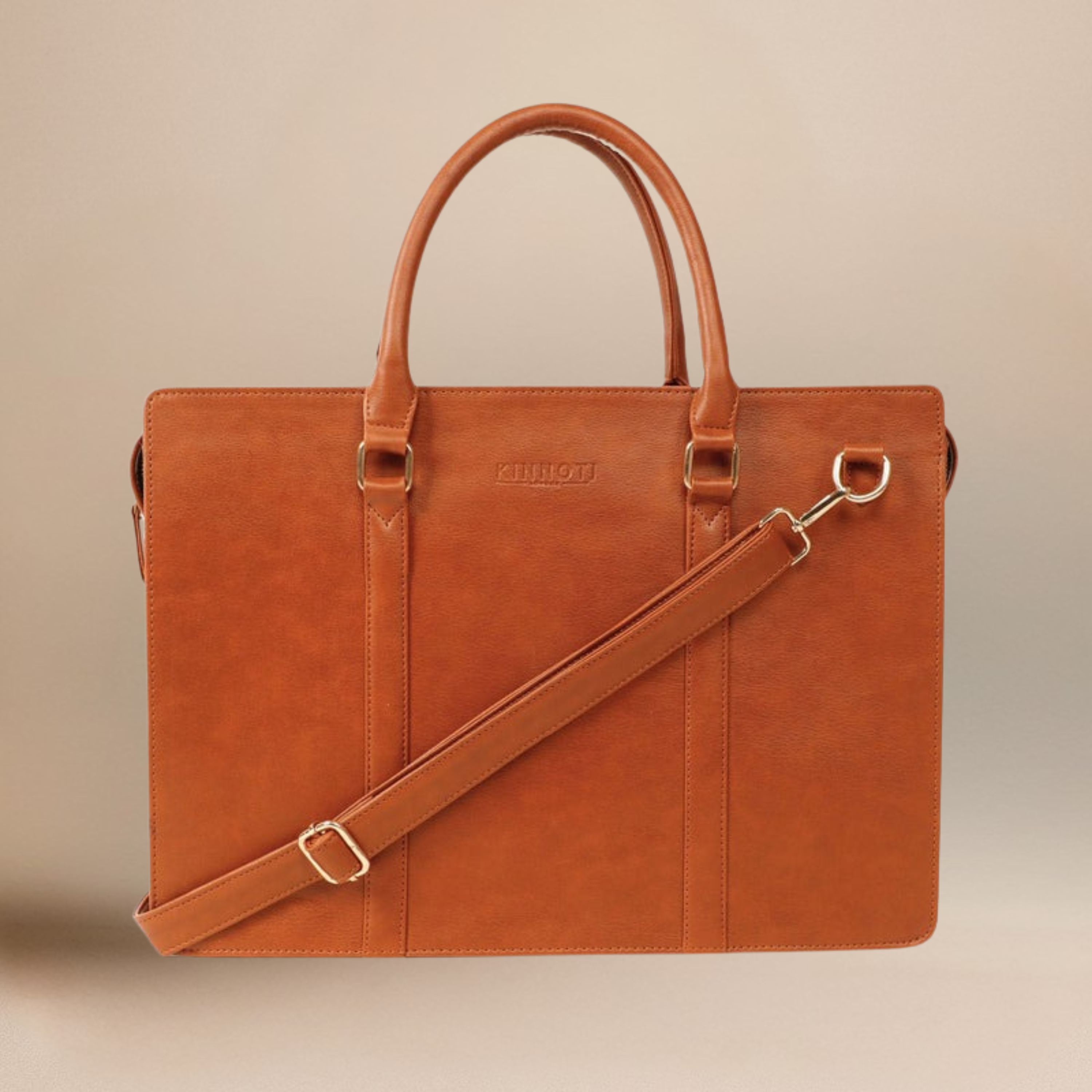 kinnoti LAPTOP BAGS Tan Vegan Unisex Slim Laptop Bag For Men & Women Water Proof & Dust Resistant