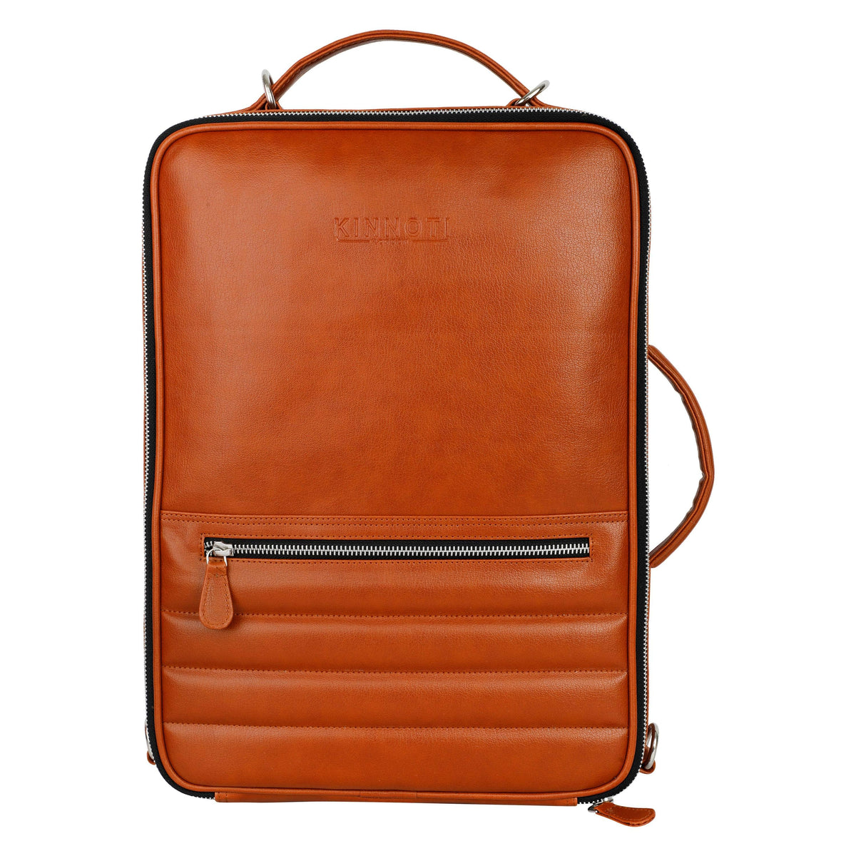 Buy Best Vegan Leather Backpack Cum Laptop Bag brown & tan Kinnoti