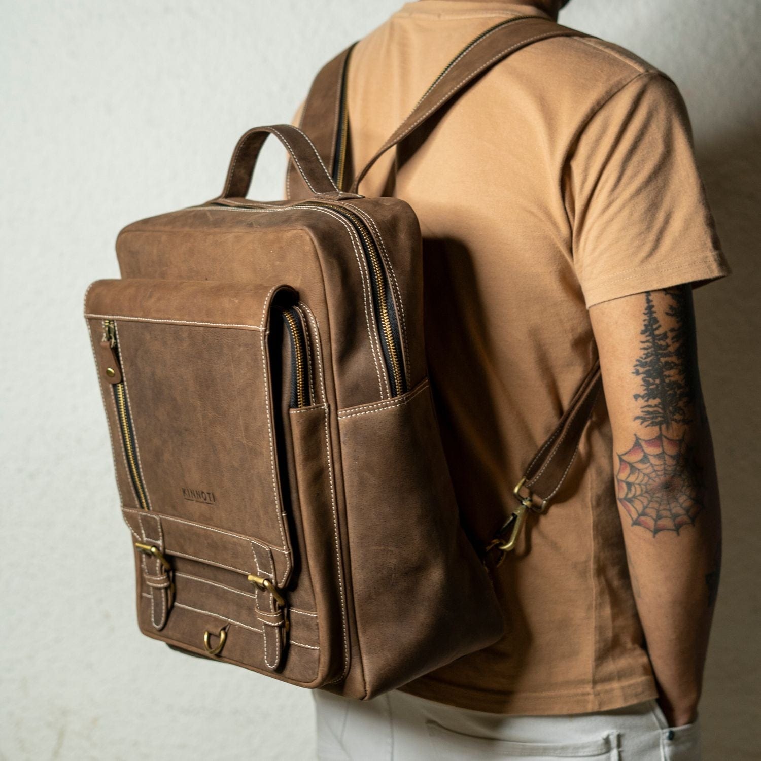 kinnoti LAPTOP BAGS Vintage Leather Backpack